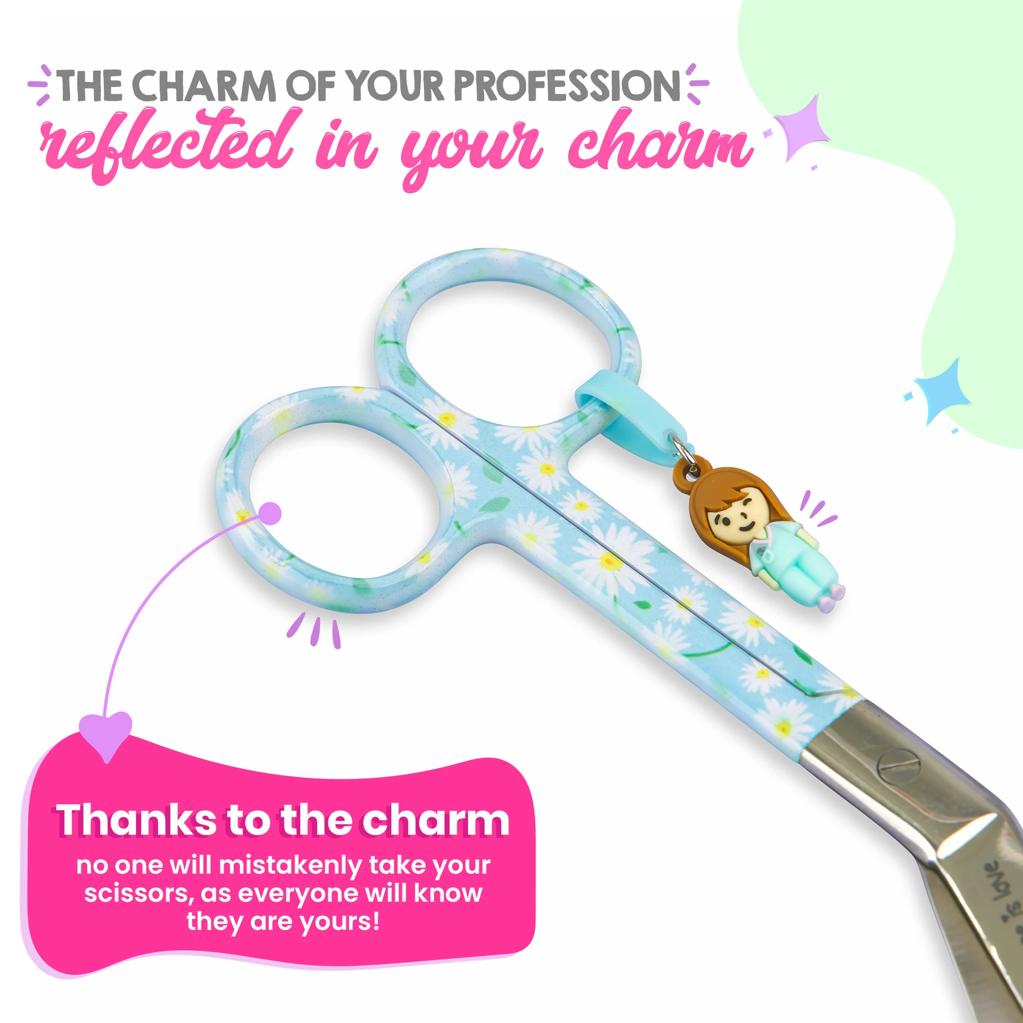 Nursing Blue Daisies Duckbill Scissors 