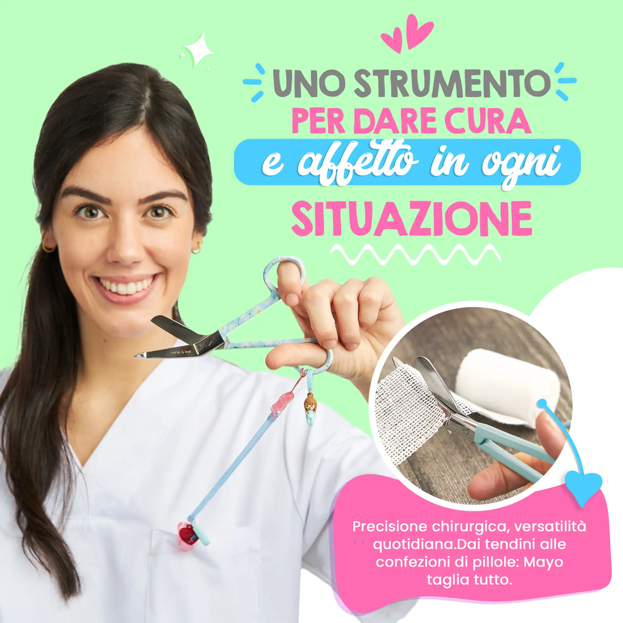 Forbici Infermieristiche Pico di Pato Margherite Fondo Blu