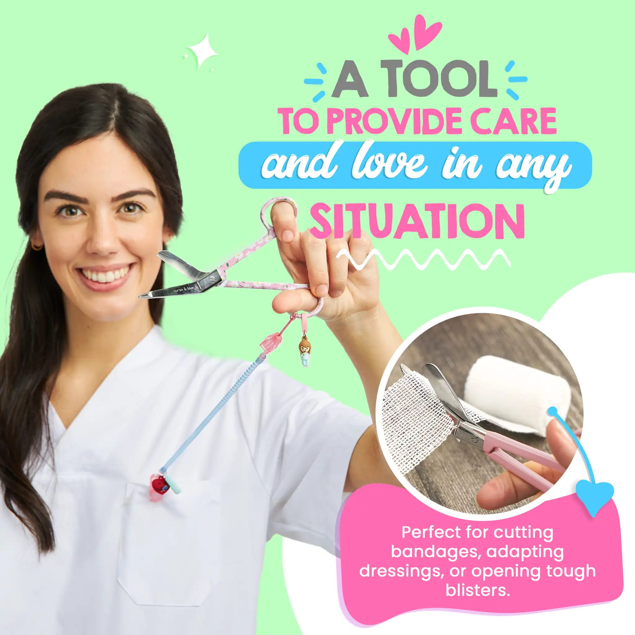 Nursing Pink Daisies Duckbill Scissors 