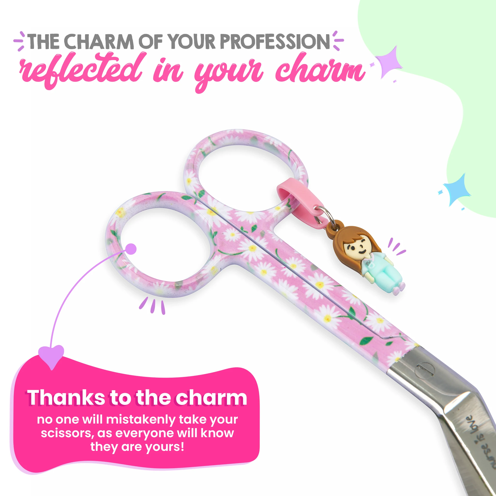 Nursing Pink Daisies Duckbill Scissors 