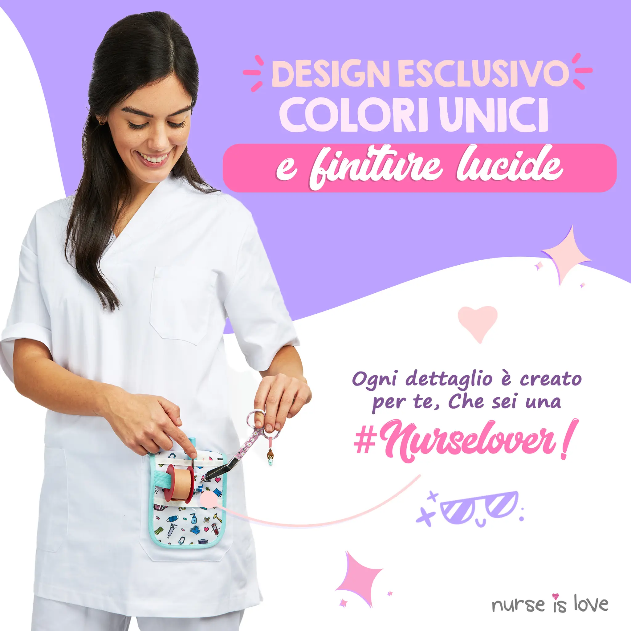 Forbici Infermieristiche Pico di Pato Margherite Fondo Rosa