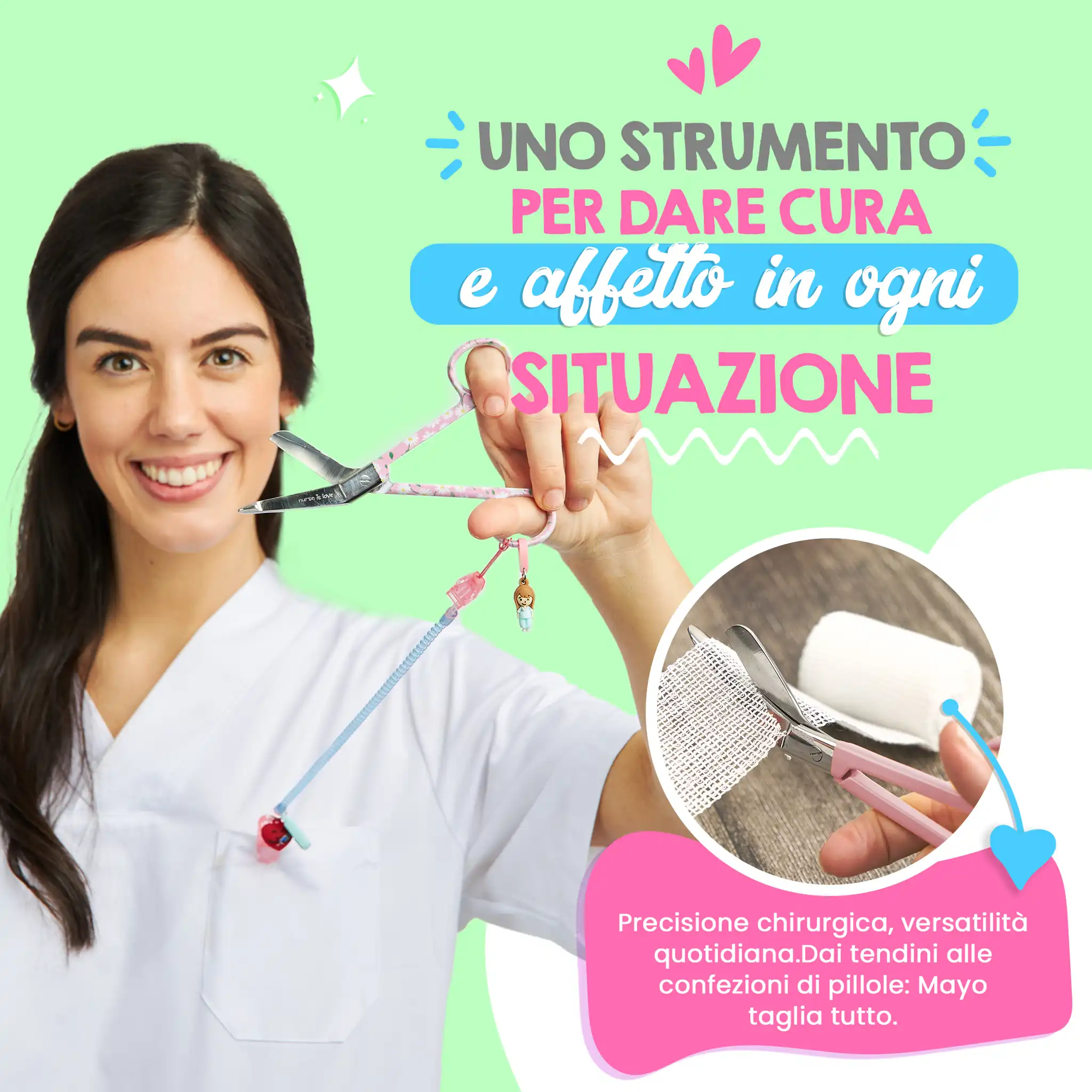 Forbici Infermieristiche Pico di Pato Margherite Fondo Rosa