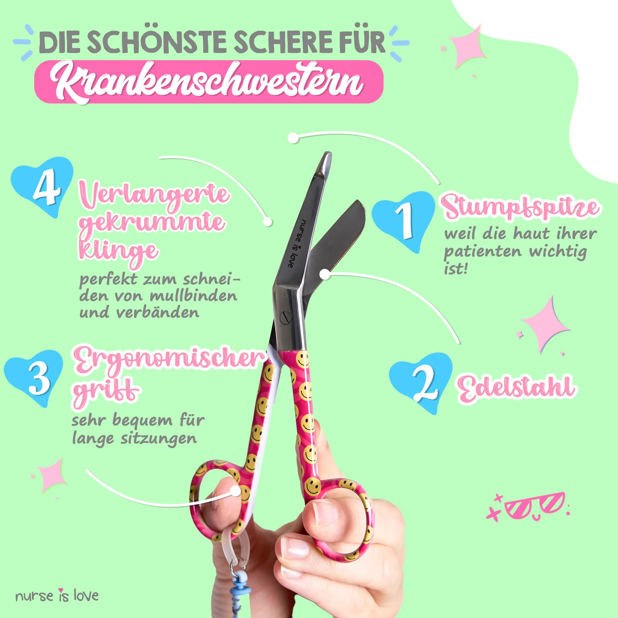 Pflege Schere Entenschnabel Rosa Smiley