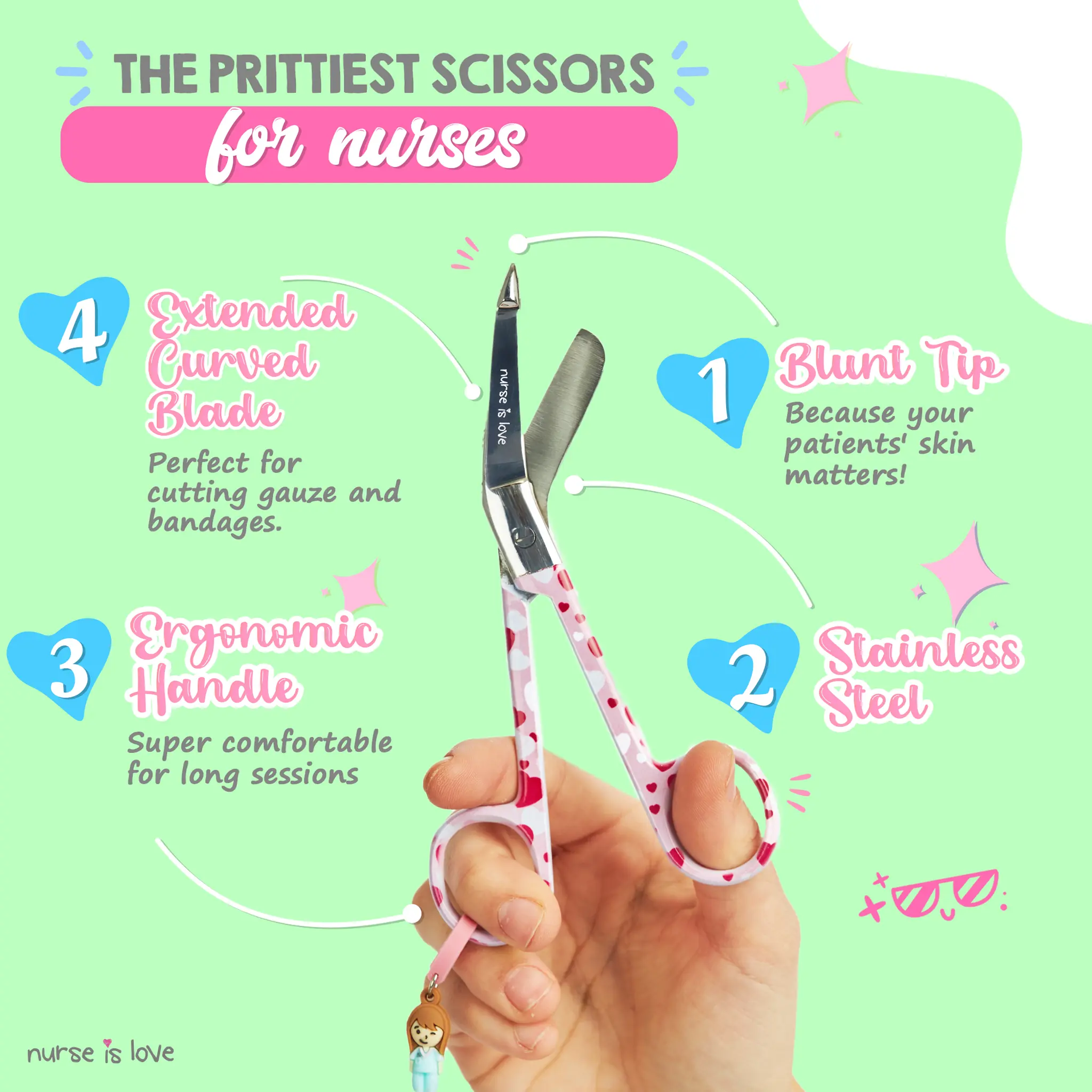 Nursing Hearts Pink Duckbill Scissors 