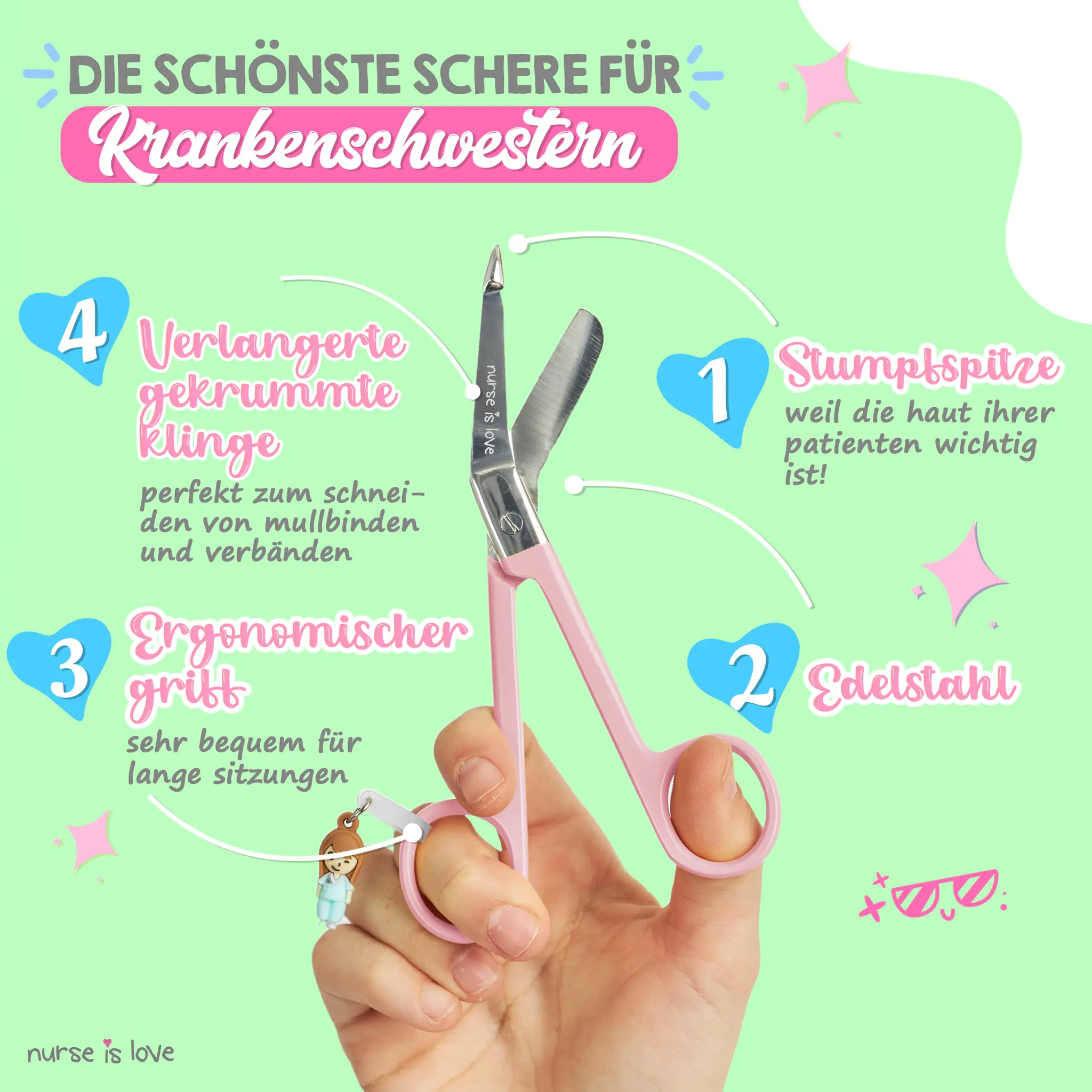 Rosa Entenschnabel-Pflegeschere