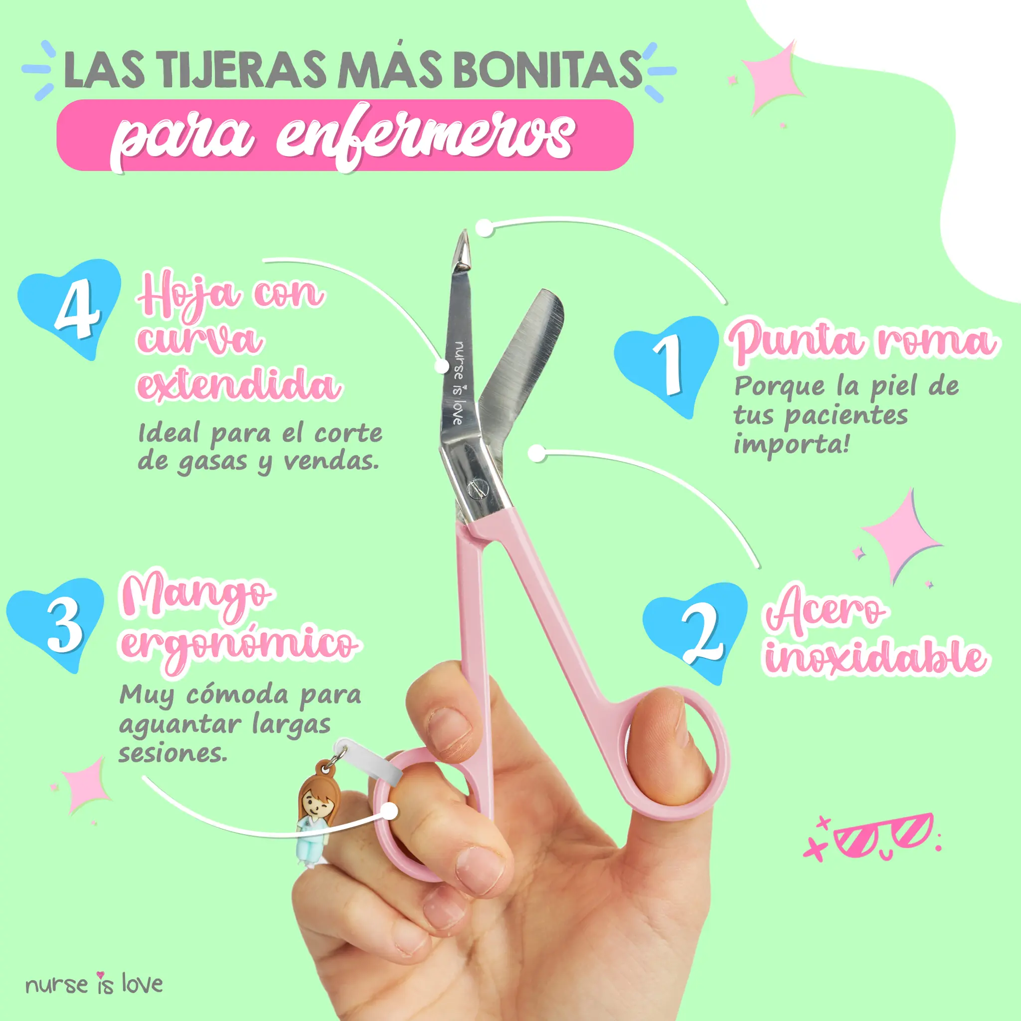 Tijeras Enfermería Pico de Pato Rosa