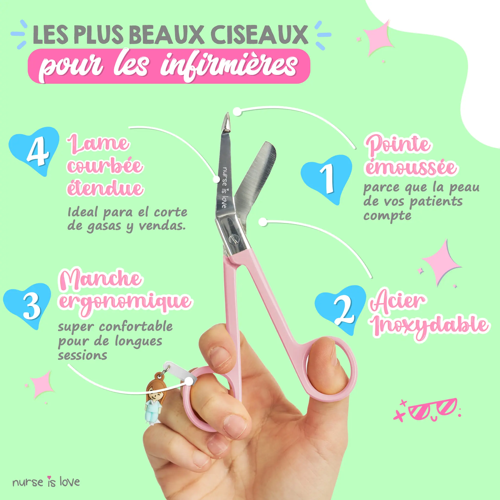 Ciseaux d’Infirmier à Bec de Canard Roses