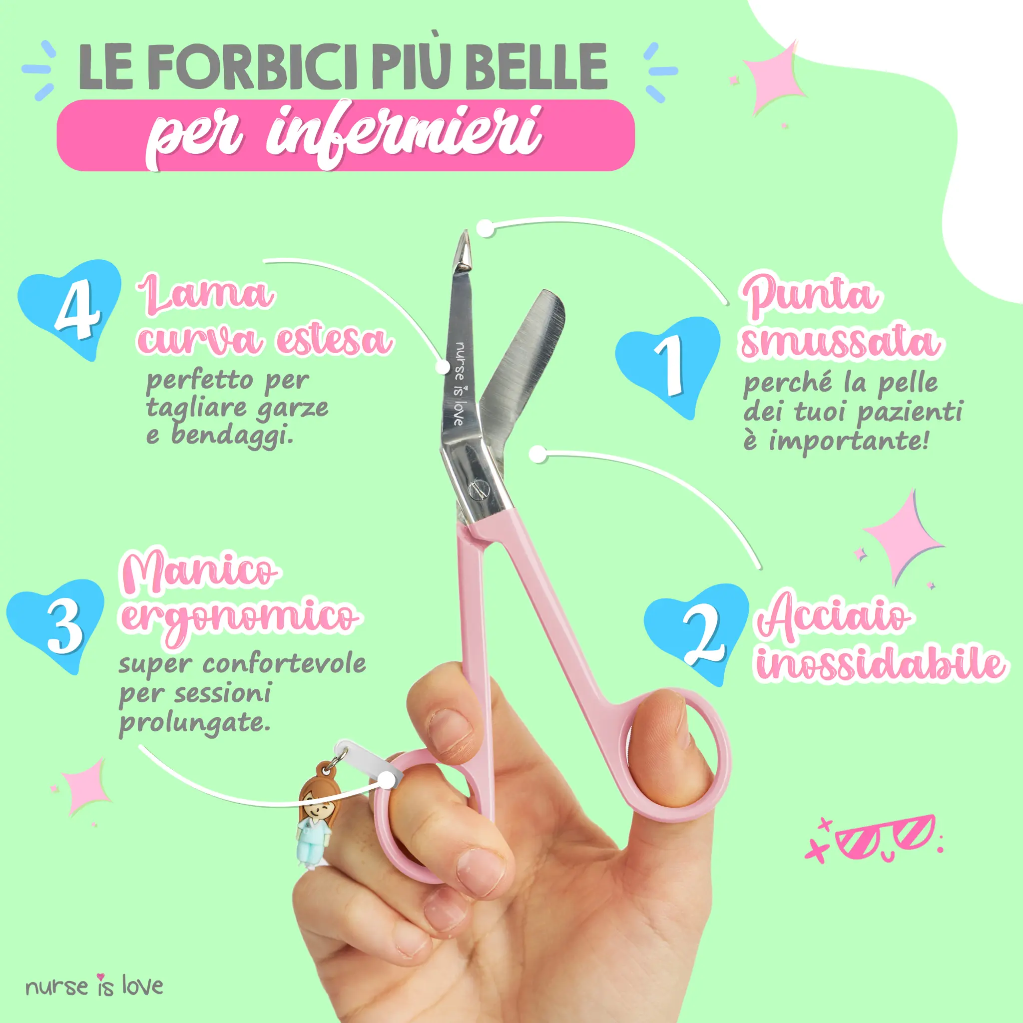 Forbici Infermieristiche Pico di Pato Rosa