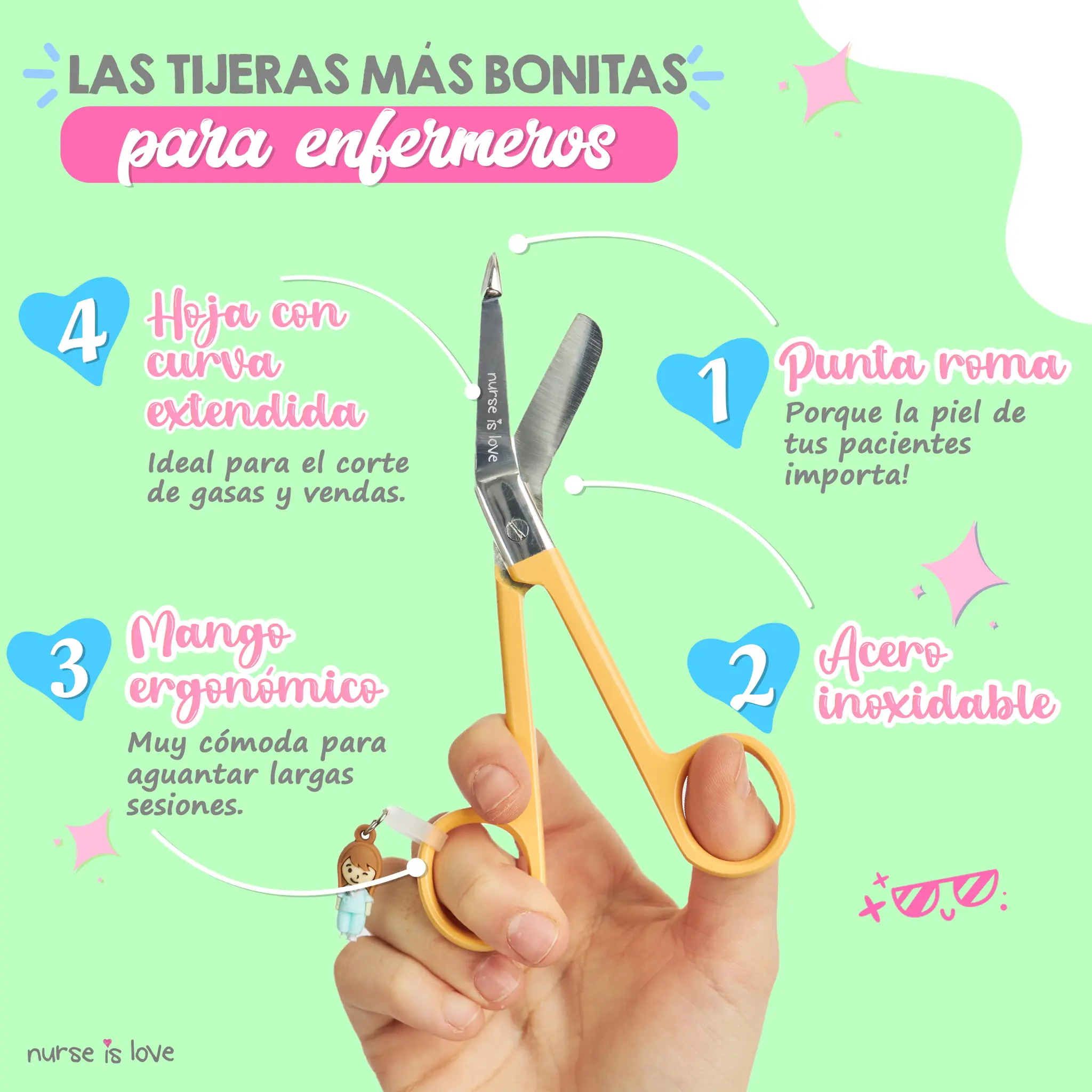 Tijeras Enfermería Pico de Pato Amarillas