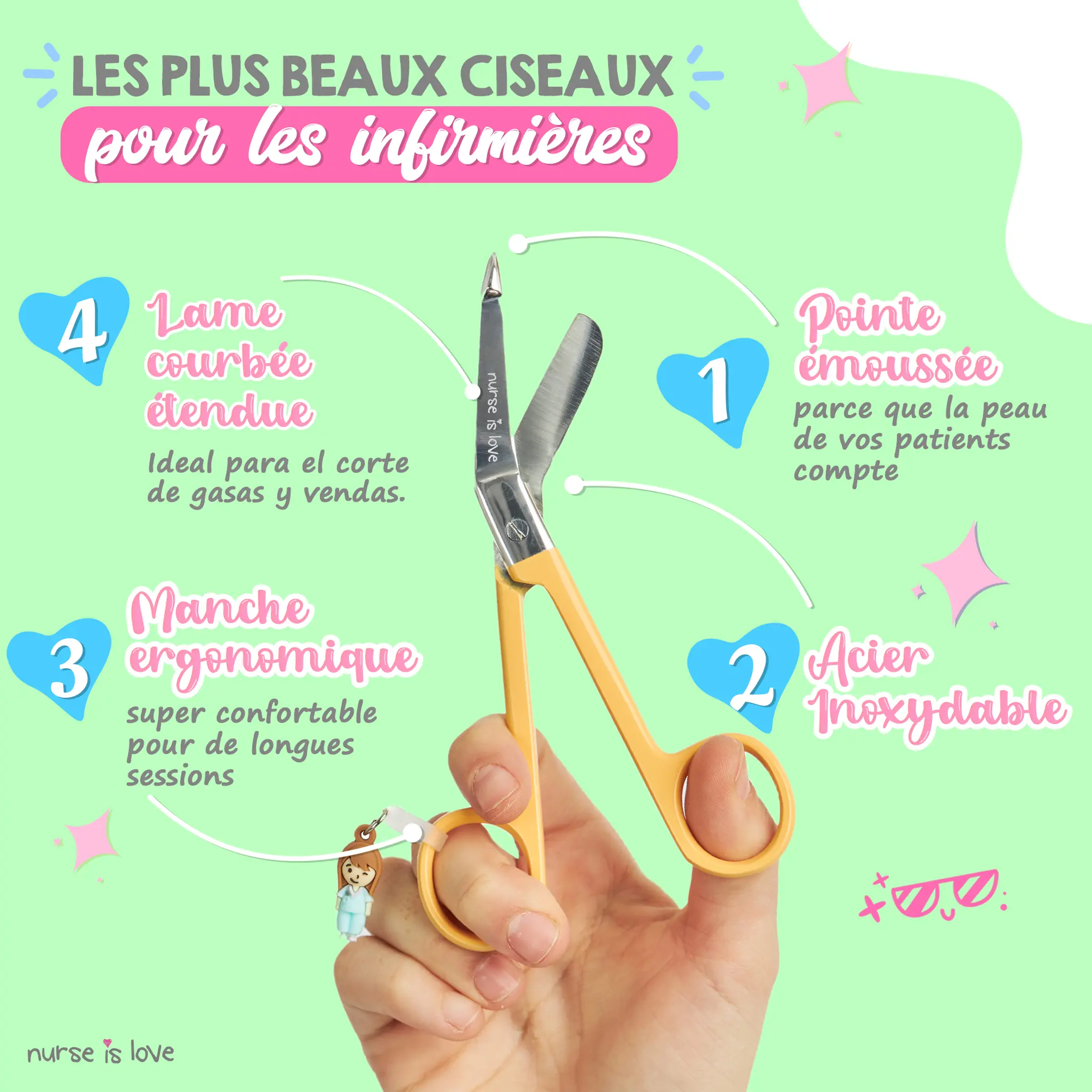 Ciseaux d’Infirmier à Bec de Canard Jaunes