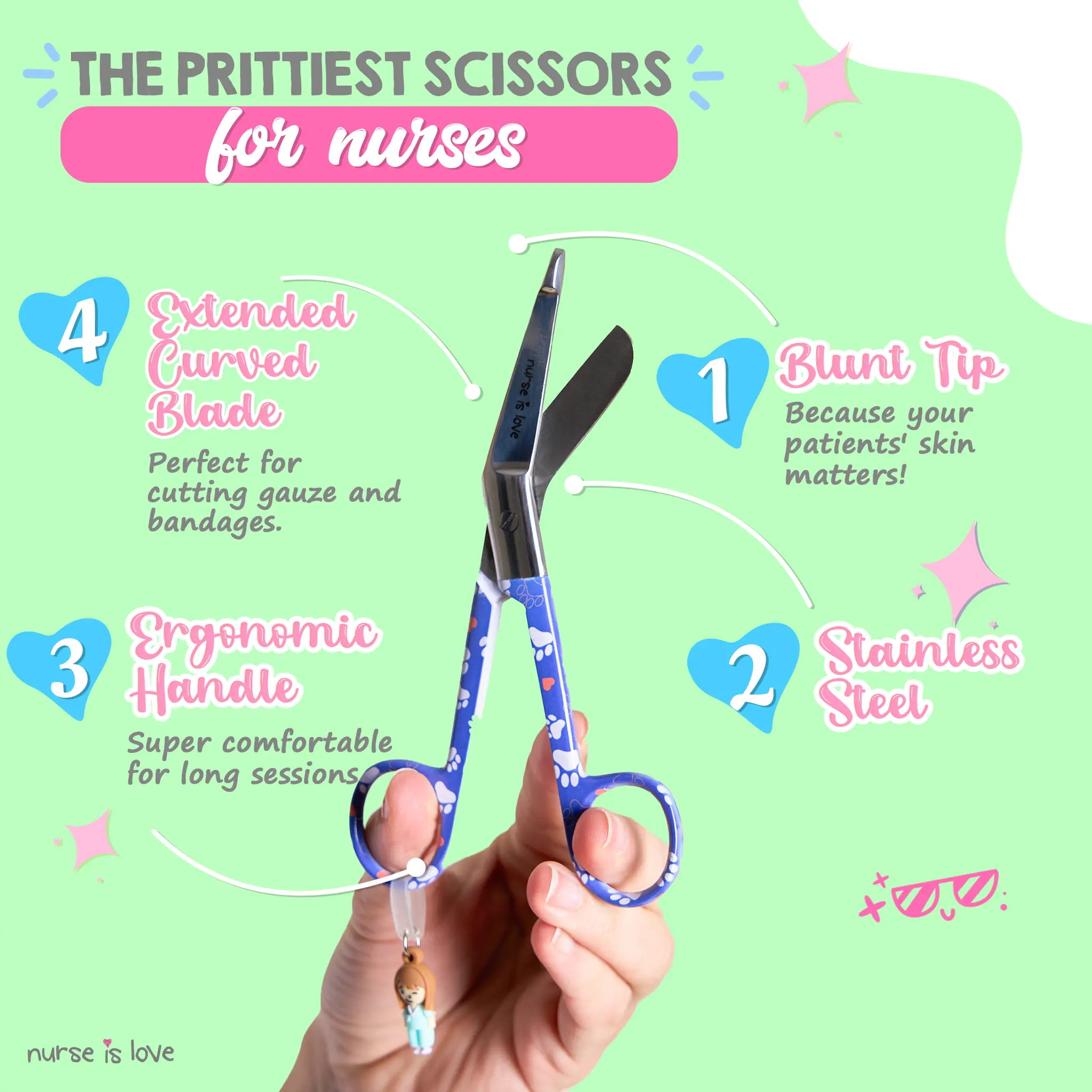 Nursing Blue Dog Paw Duckbill Scissors