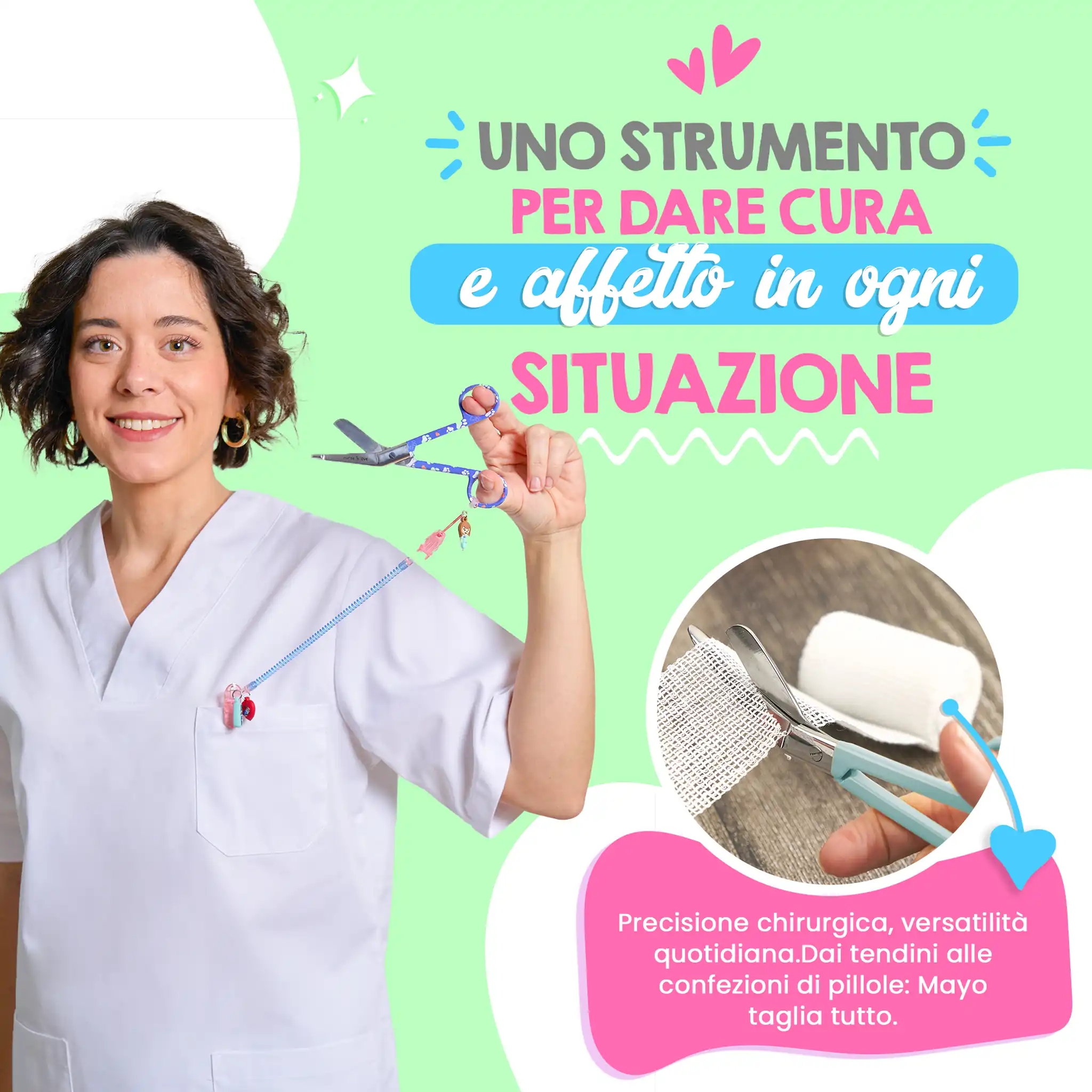 Forbici da Infermieristica a Becco d’Anatra con Impronte di Cane Blu