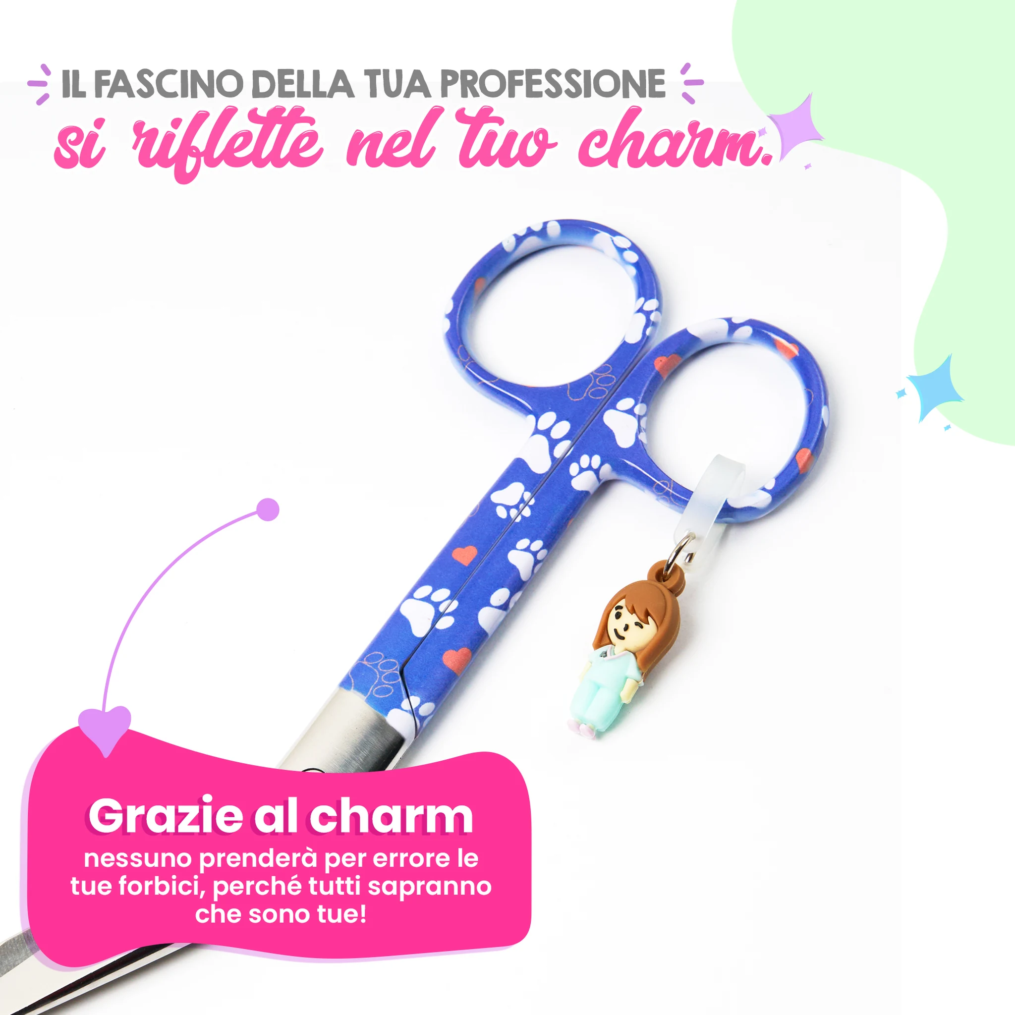 Forbici da Infermieristica a Becco d’Anatra con Impronte di Cane Blu