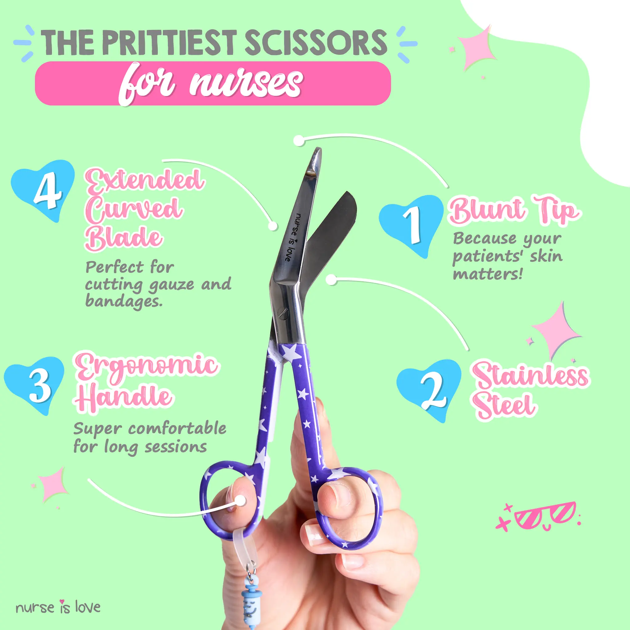 Nursing Blue Stars Duckbill Scissors
