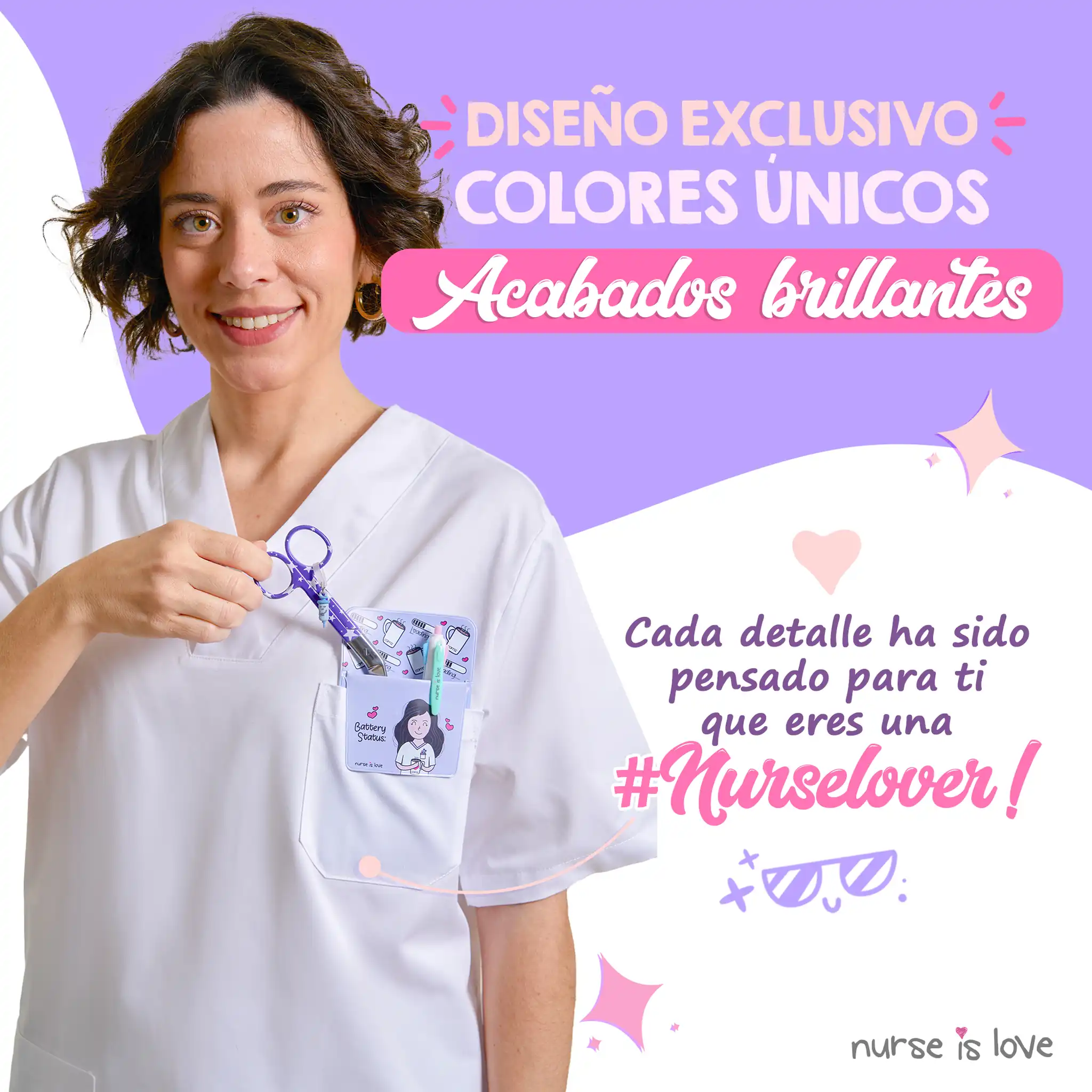 Tijeras Enfermería Pico de Pato Estrellas Azul