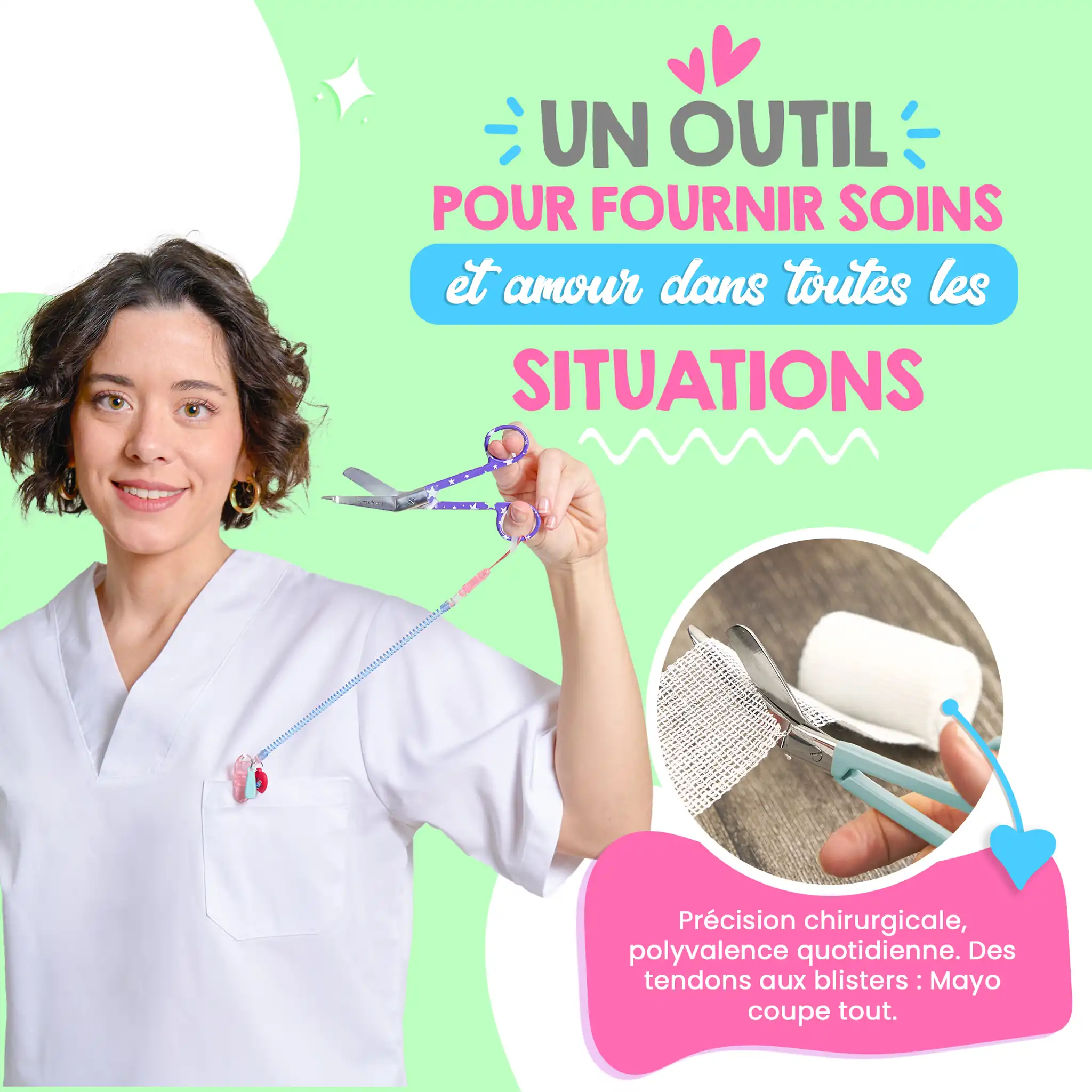 Ciseaux Infirmiers Bec de Canard Étoiles Bleues