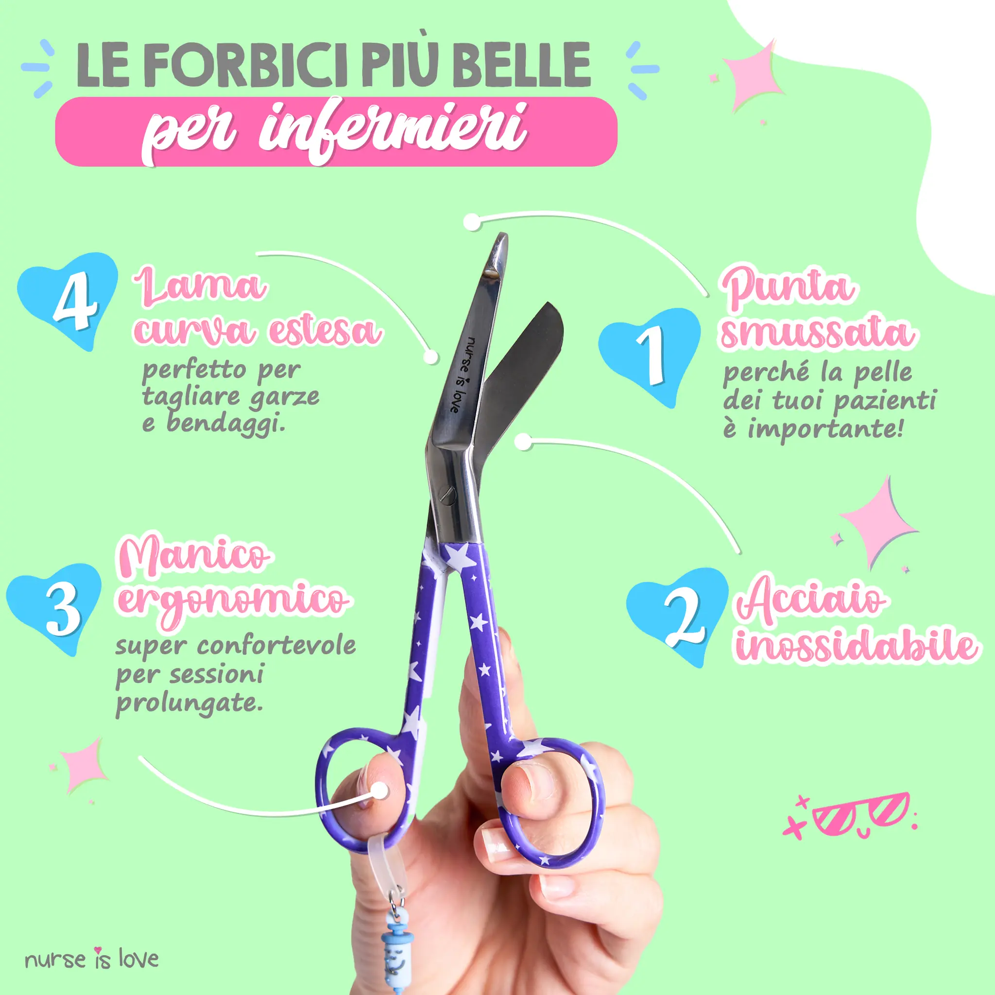 Forbici da Infermieristica a Becco d’Anatra Stelle Blu