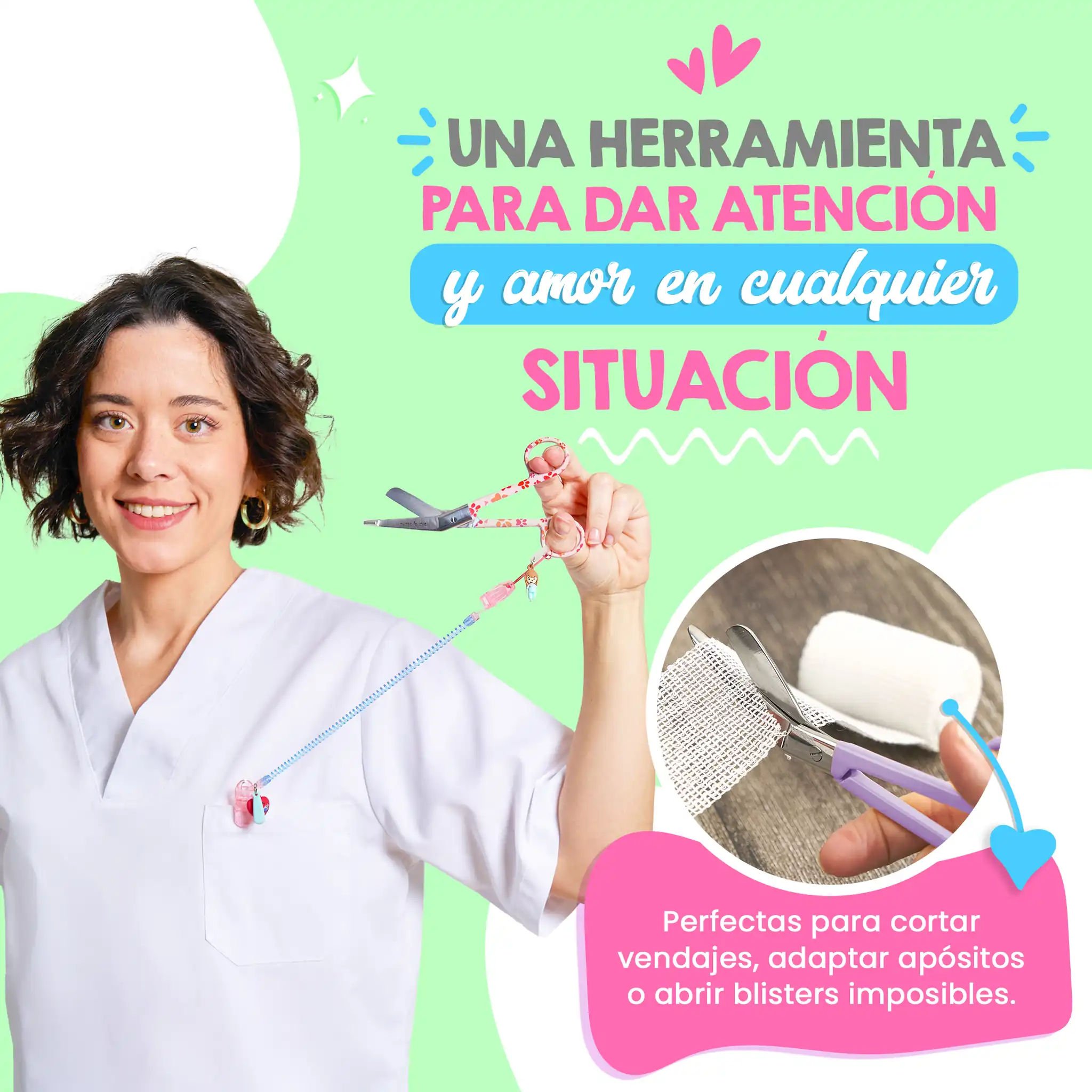 Tijeras Enfermería Pico de Pato Huellas de Perro Anaranjado