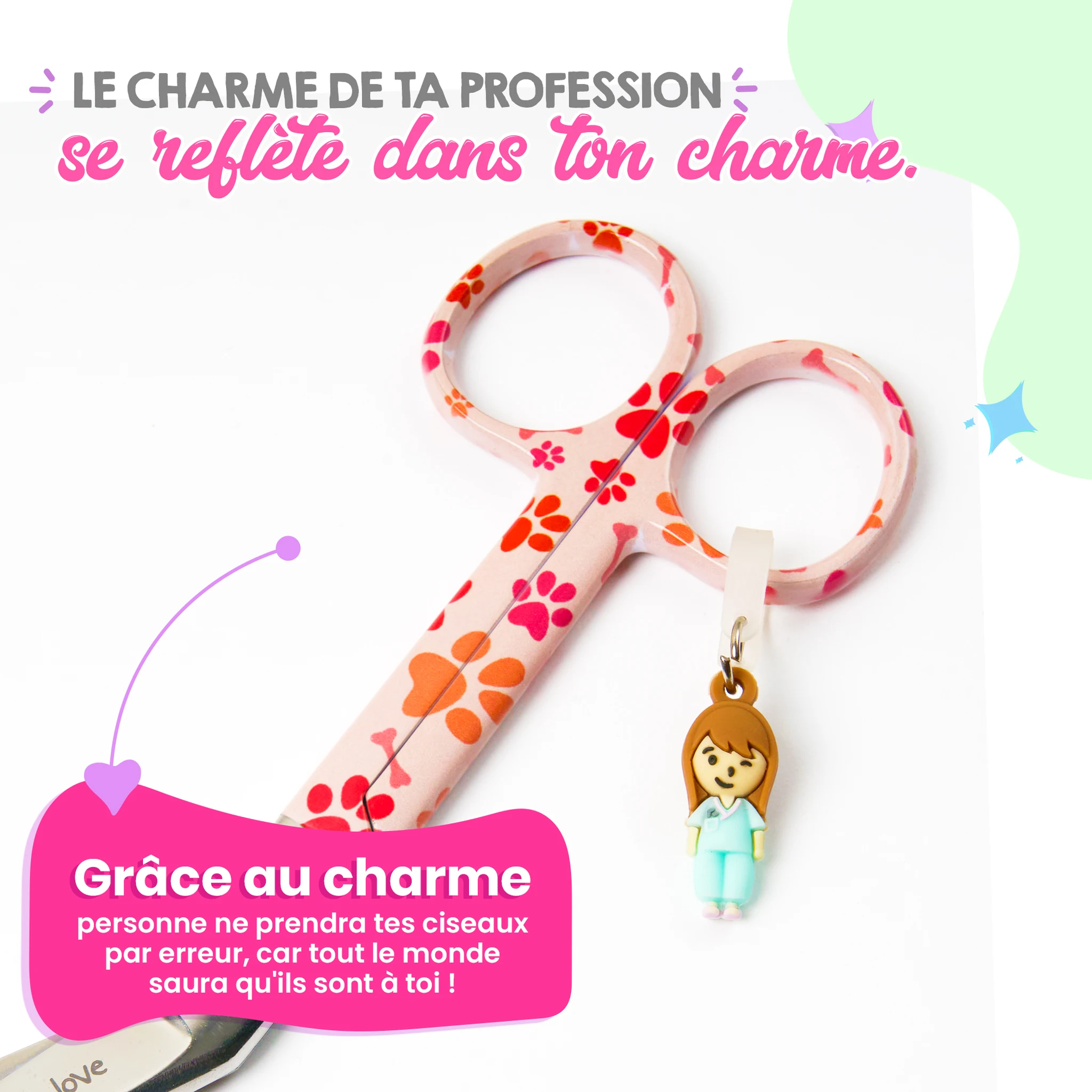 Ciseaux Infirmiers Bec de Canard Empreintes de Chien Orange
