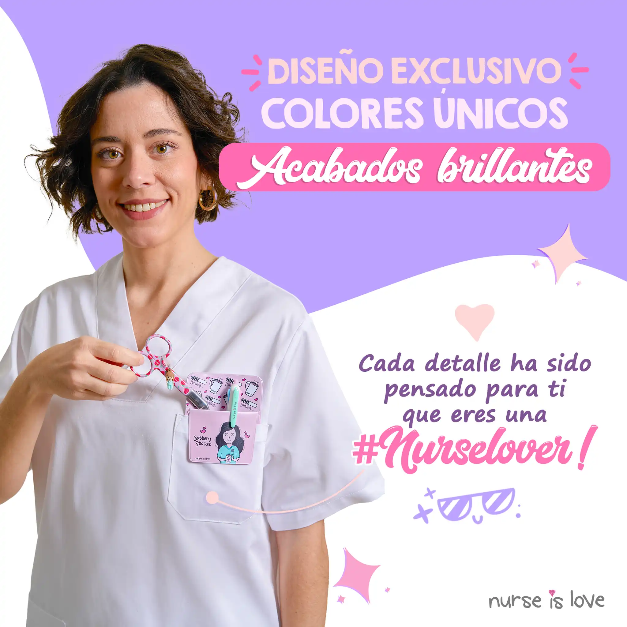 Tijeras Enfermería Pico de Pato fondo de fresas