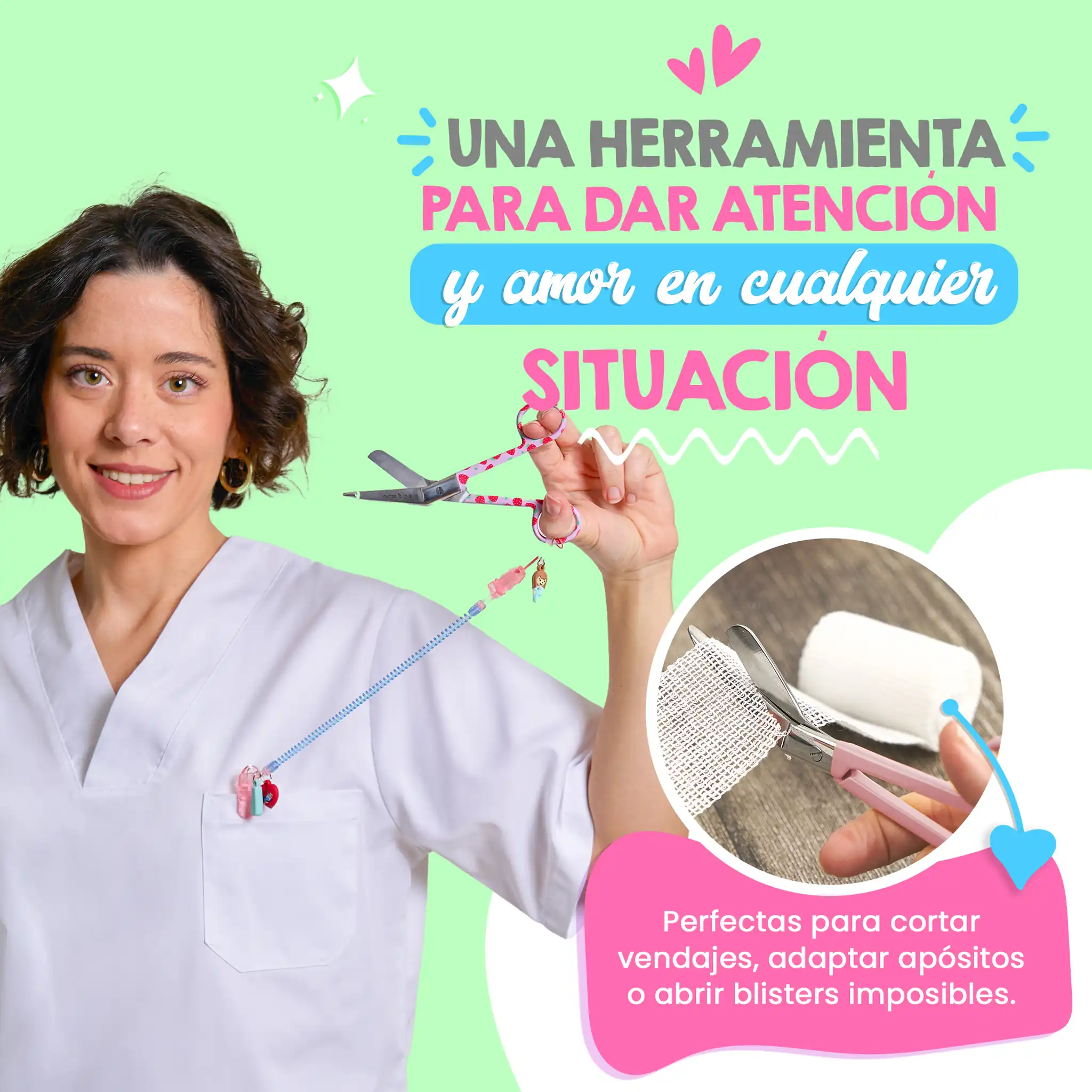 Tijeras Enfermería Pico de Pato fondo de fresas