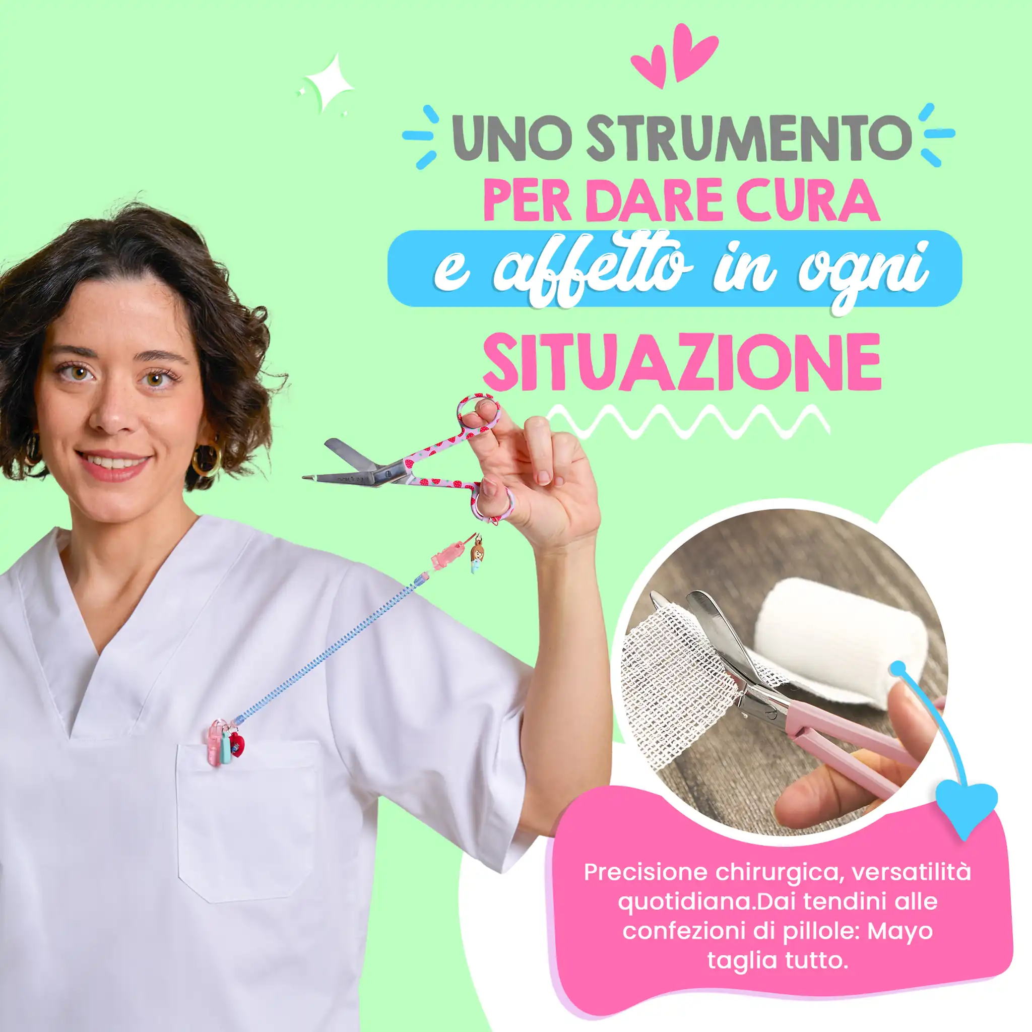Forbici da Infermieristica a Becco d’Anatra con Fantasia di Fragole