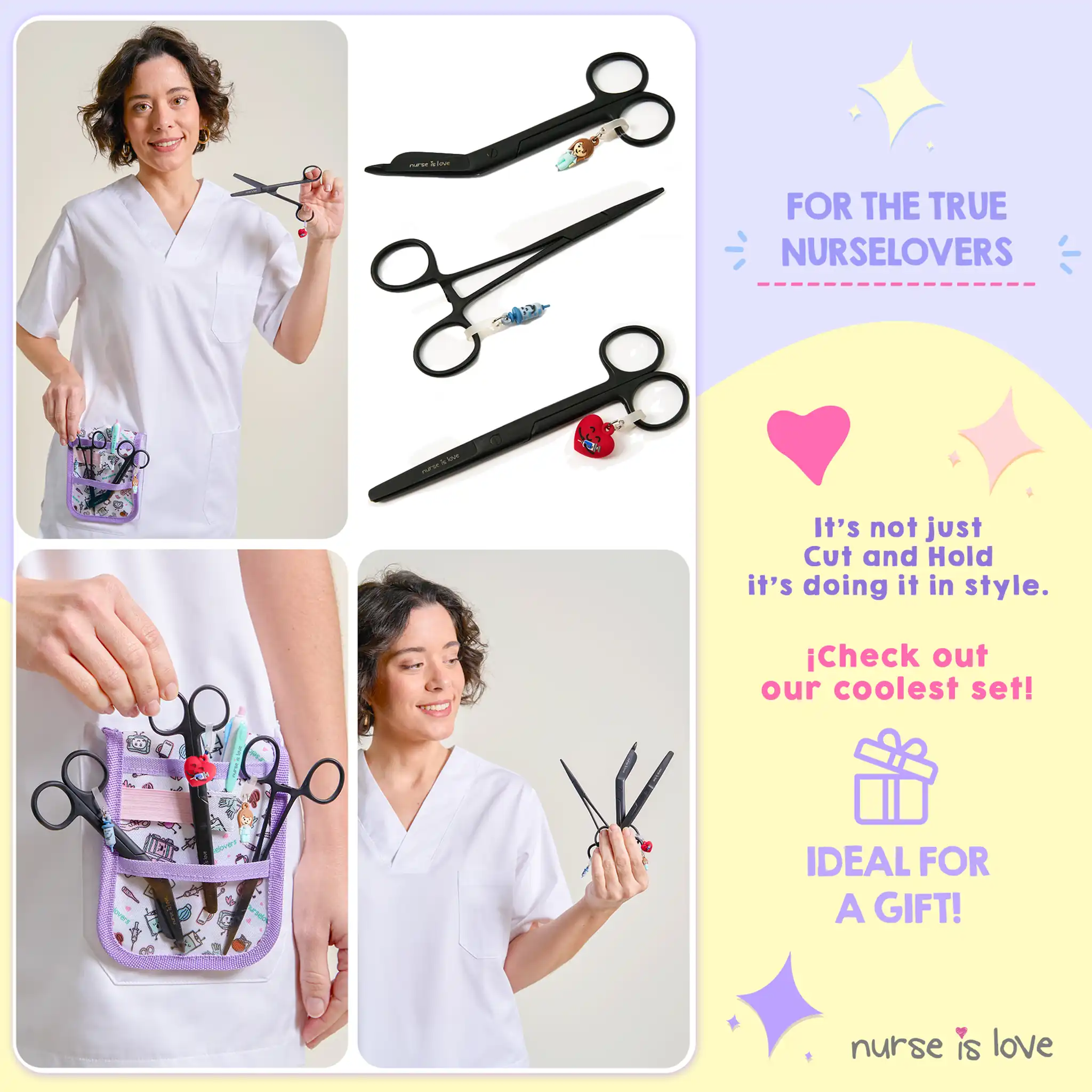 Black Nursing Scissors and Kocher Forceps Set
