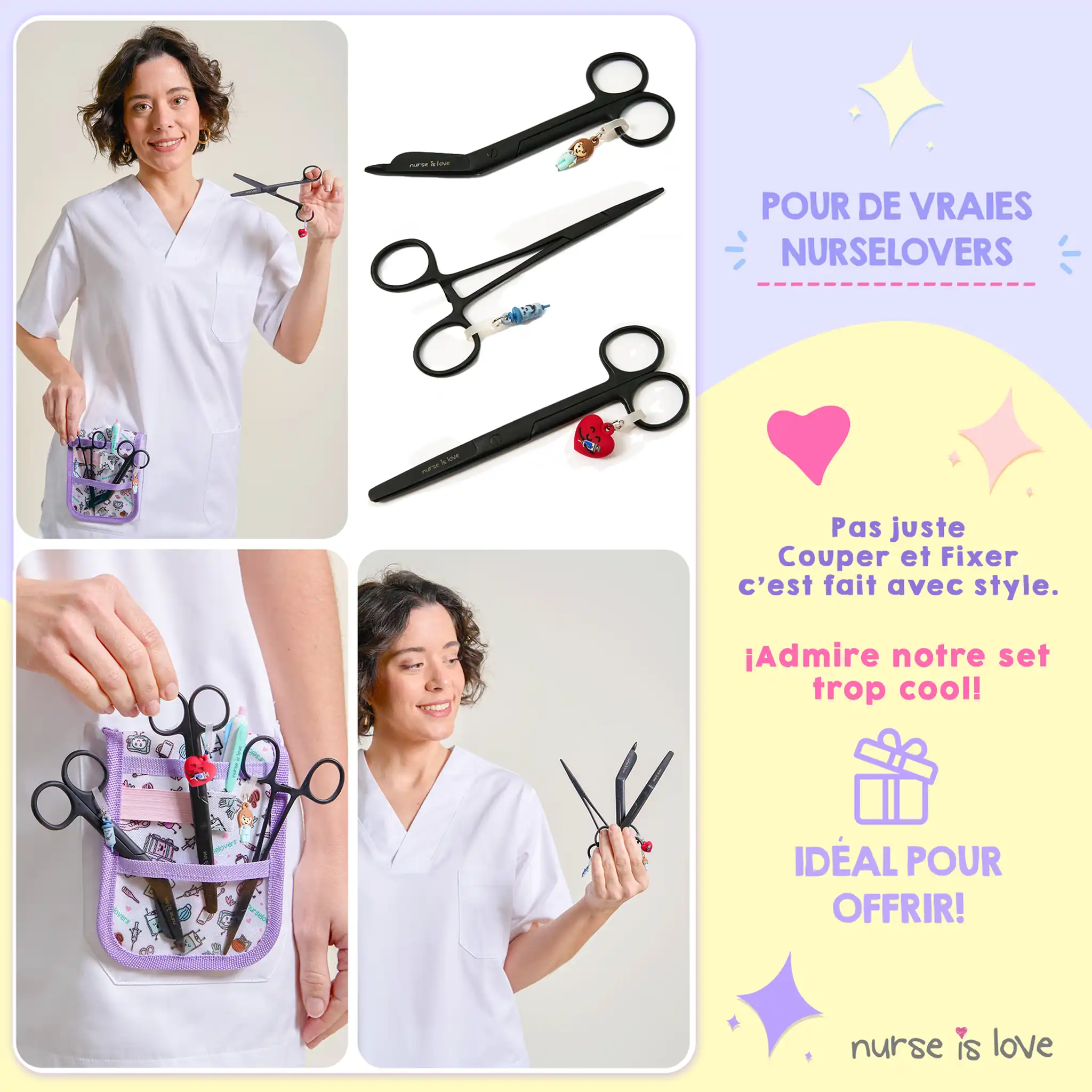 Set de Ciseaux Infirmiers et Pinces Kocher Noir