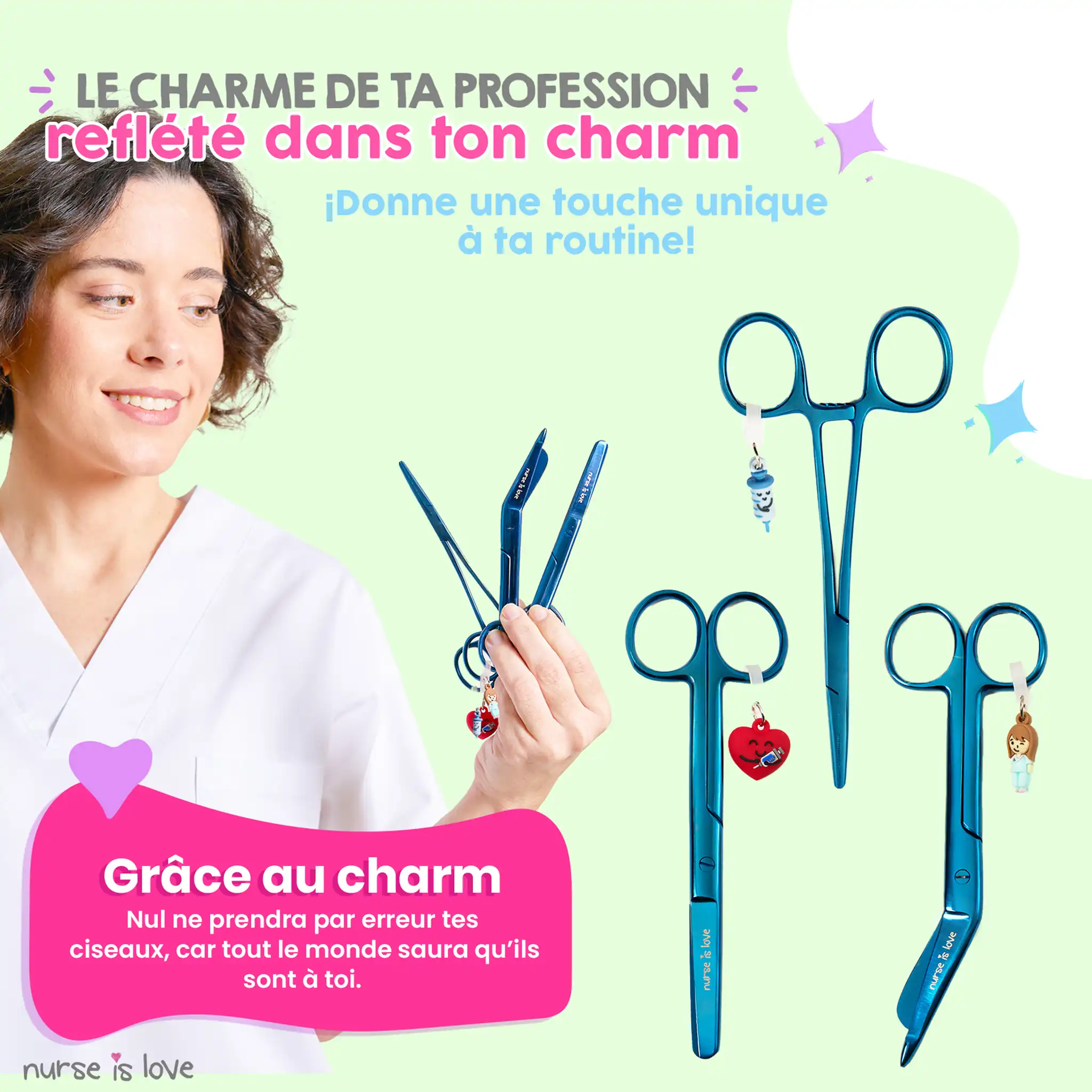 Set de Ciseaux Infirmiers et Pinces Kocher Chromium Bleu