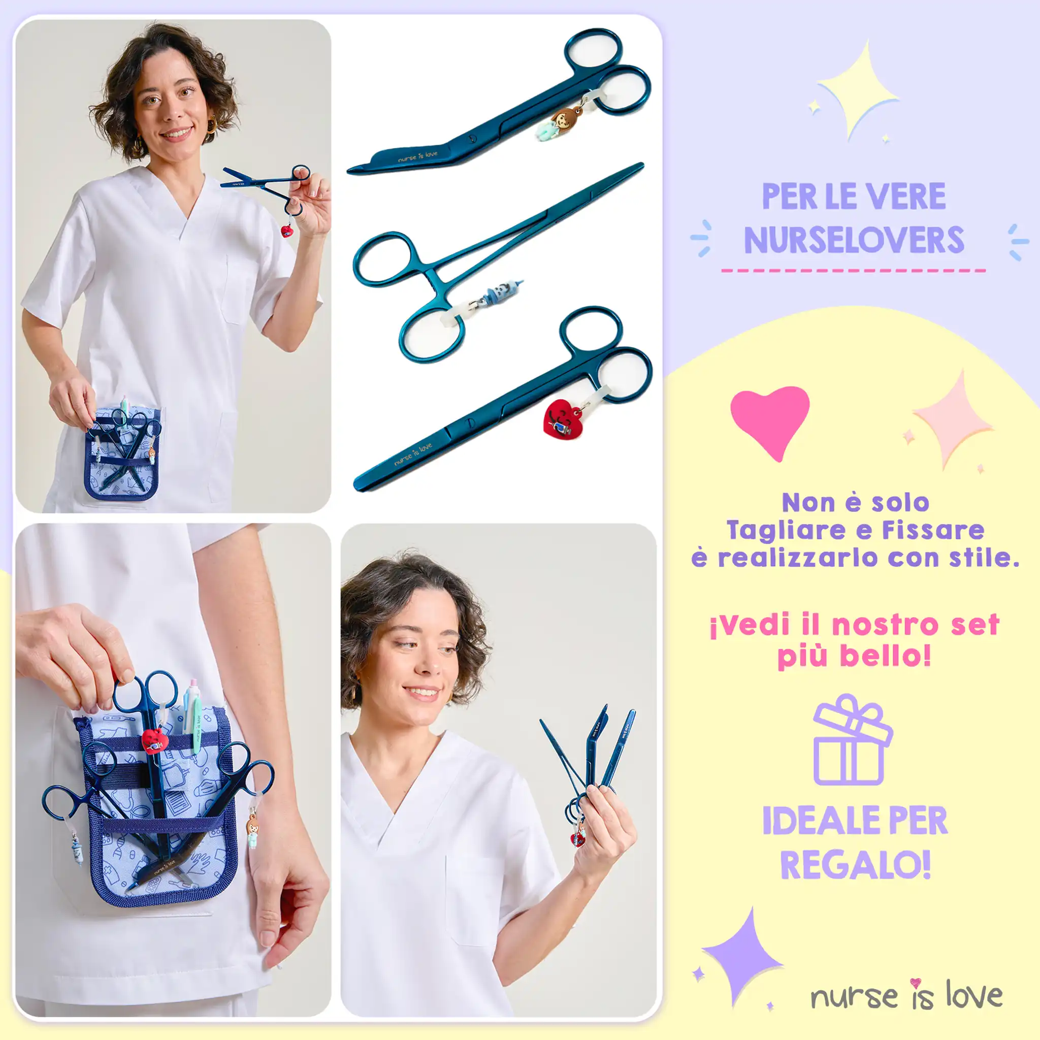 Set di Forbici da Infermieristica e Pinze Kocher Cromium Blu
