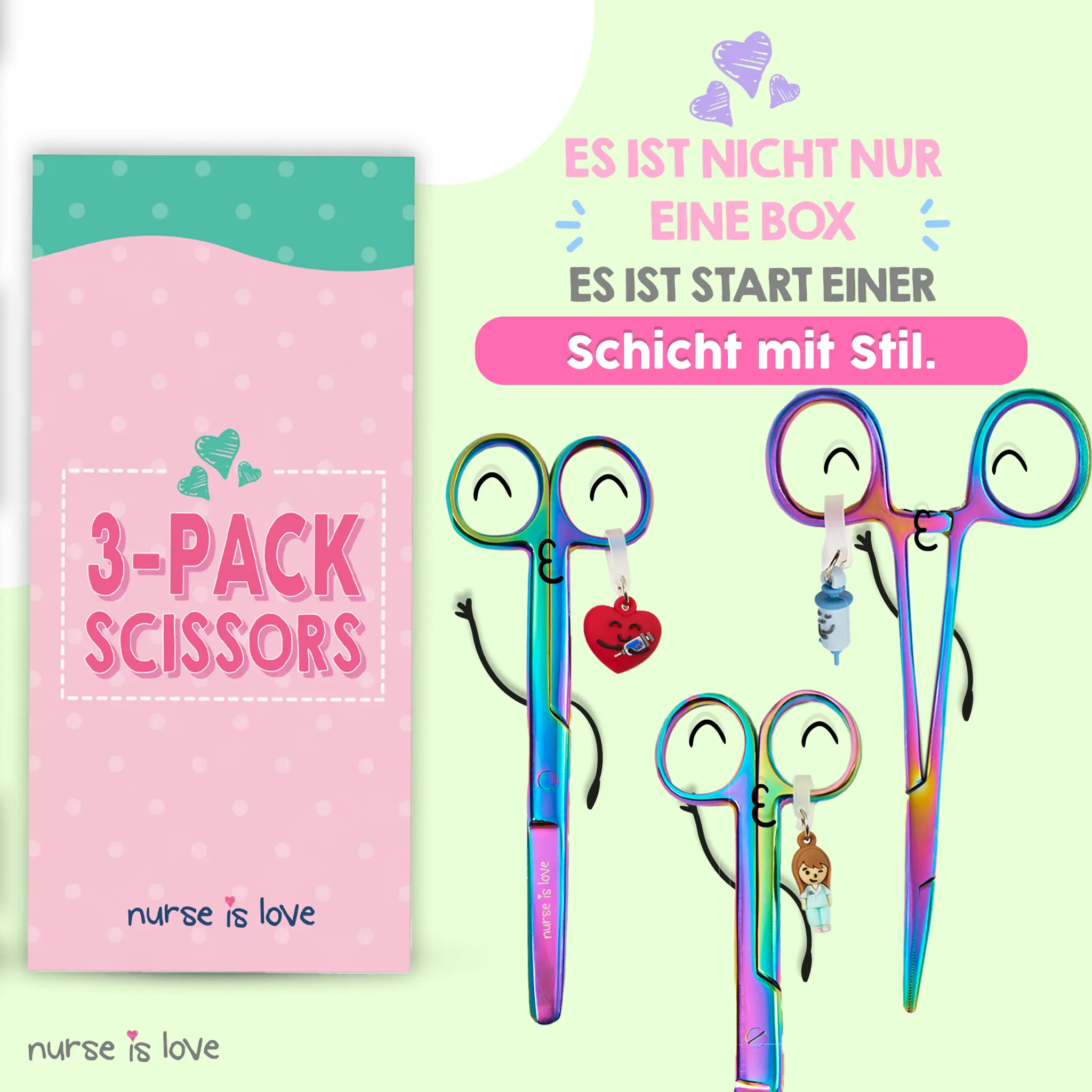 Set aus Pflege Scheren und Kocher Klemmen Chrom