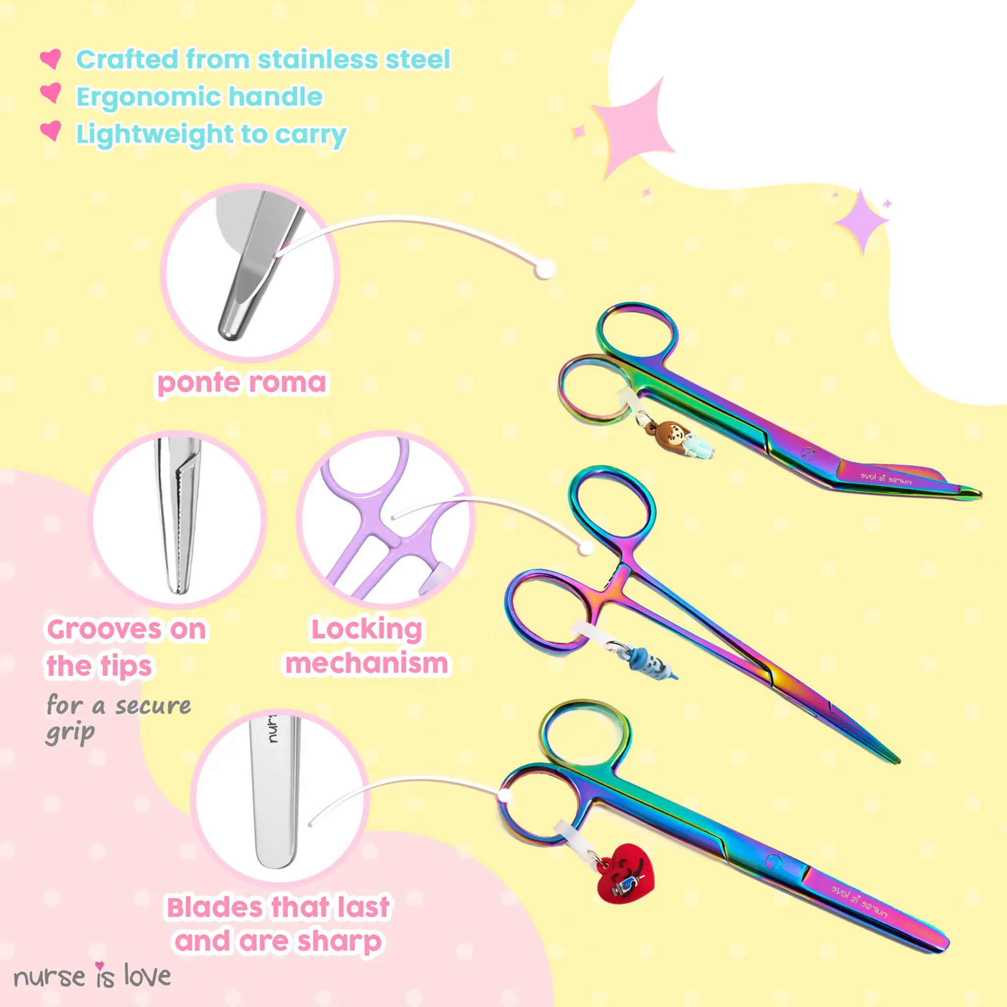 Chromium Nursing Scissors and Kocher Forceps Set