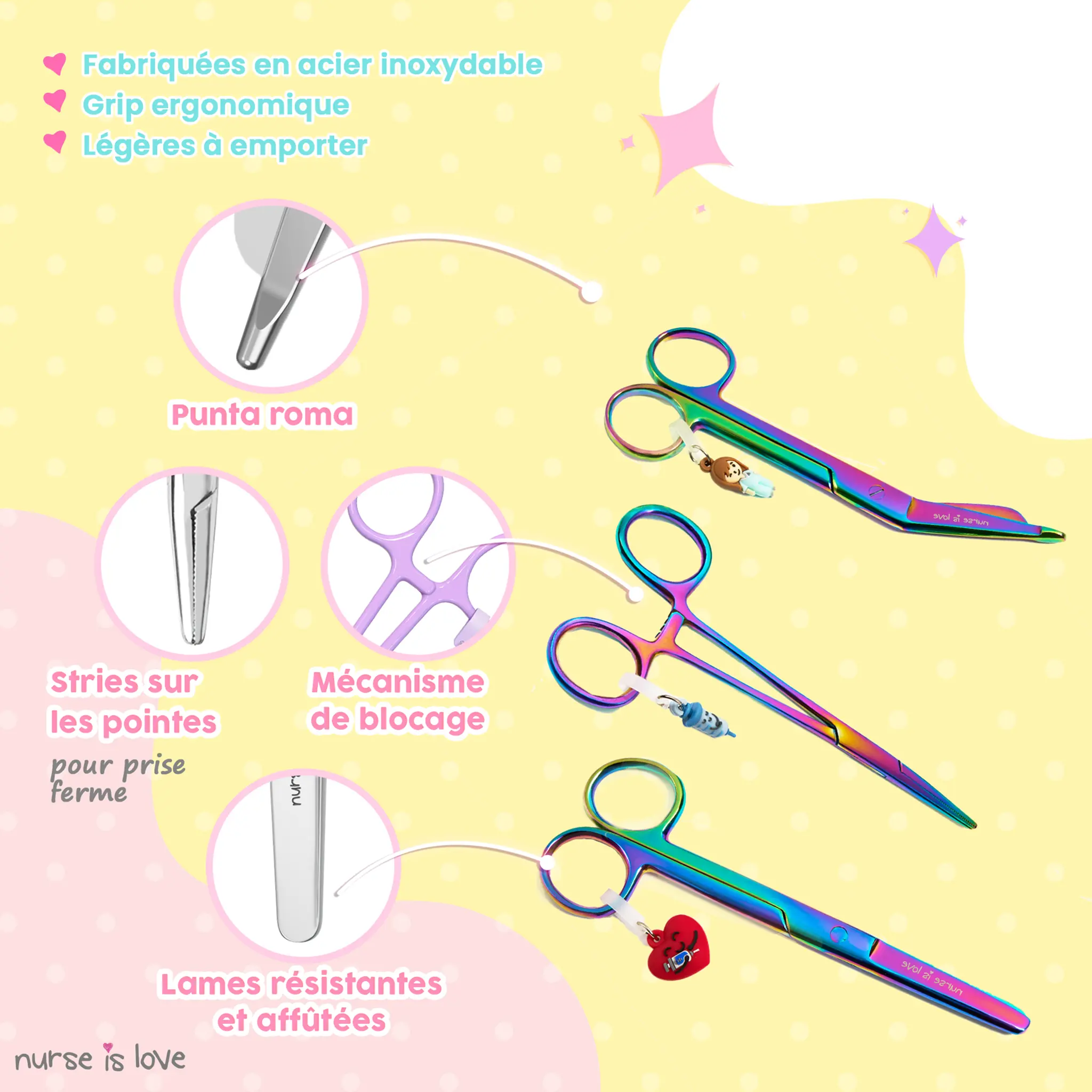 Set de Ciseaux Infirmiers et Pinces Kocher Chromium