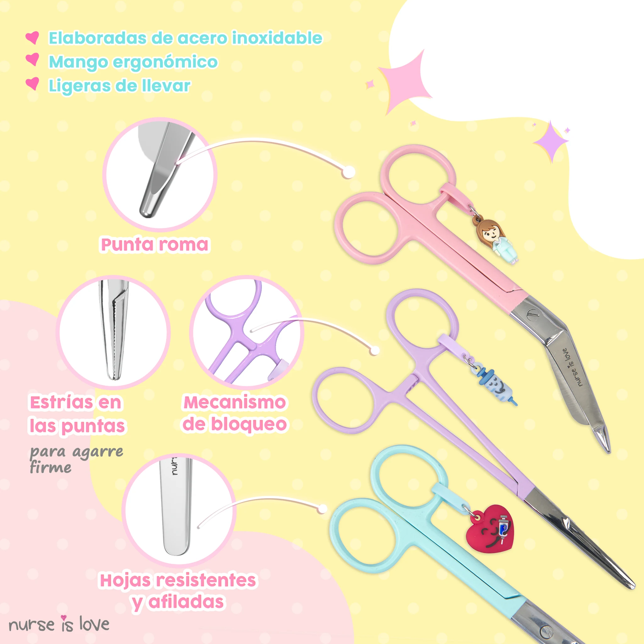 Set de Tijeras de Enfermería y Pinzas Kocher