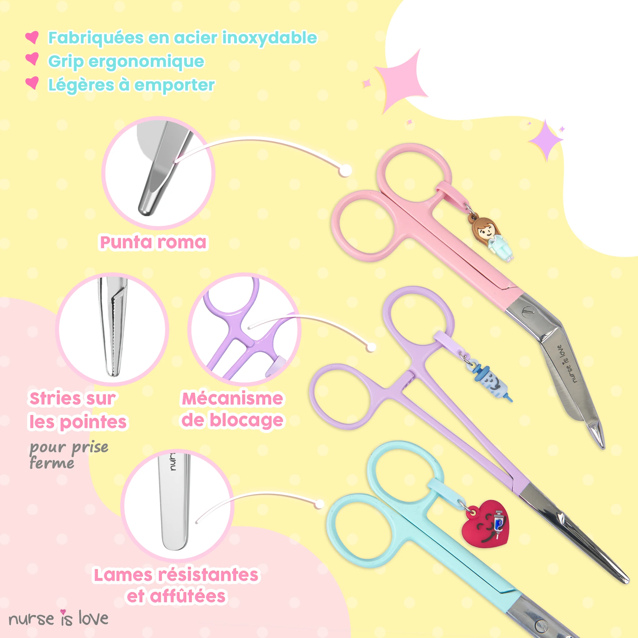 Set de Ciseaux d’Infirmier et Pinces Kocher