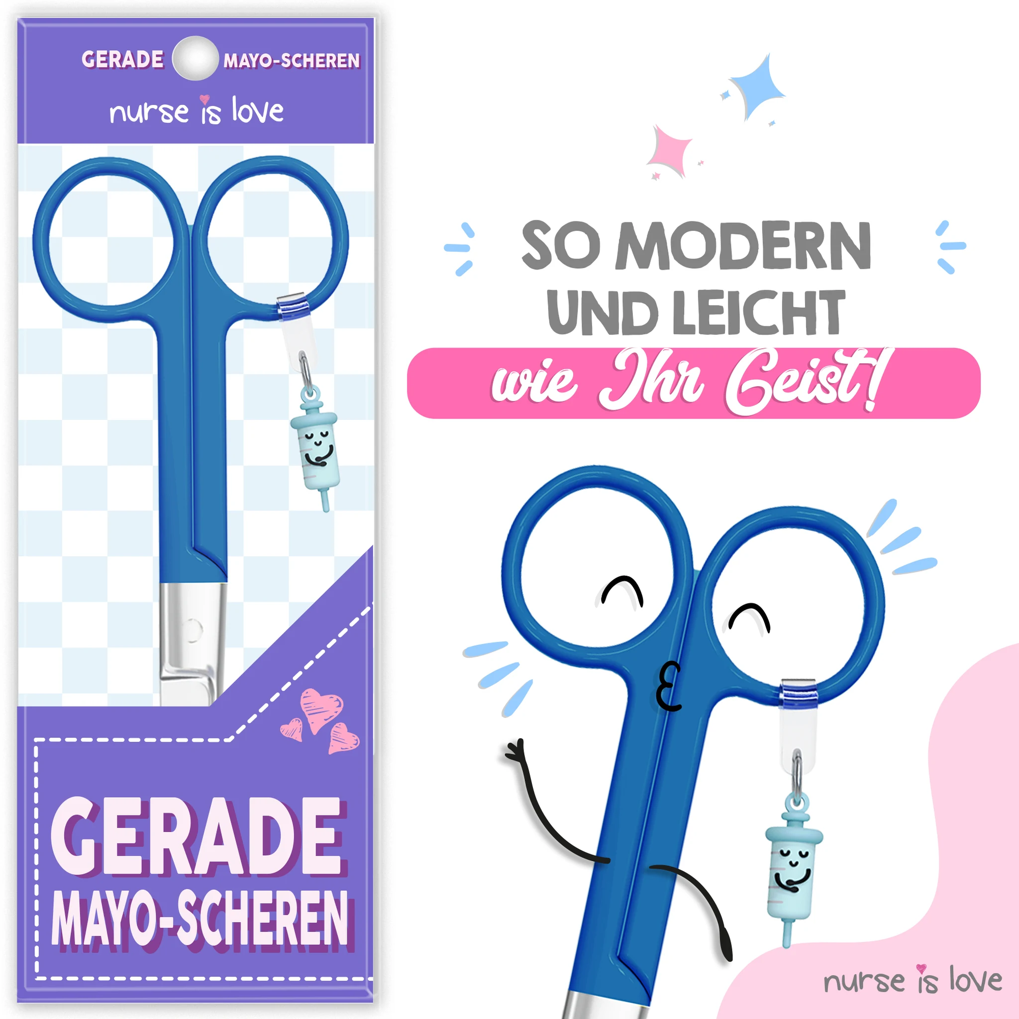Pflege Schere Mayo Chrom Blau