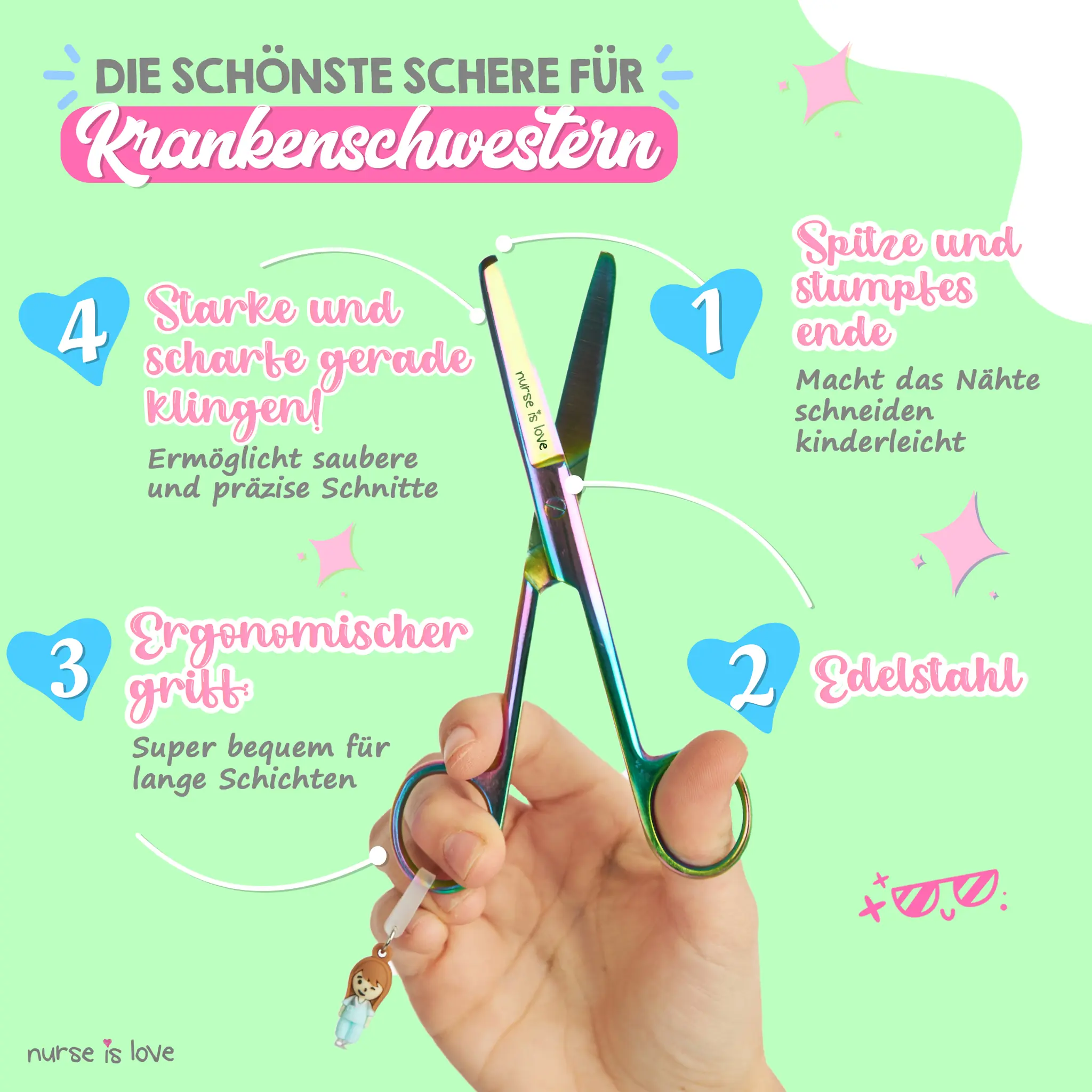 Mayo-Chrom-Schere für die Krankenpflege, grün