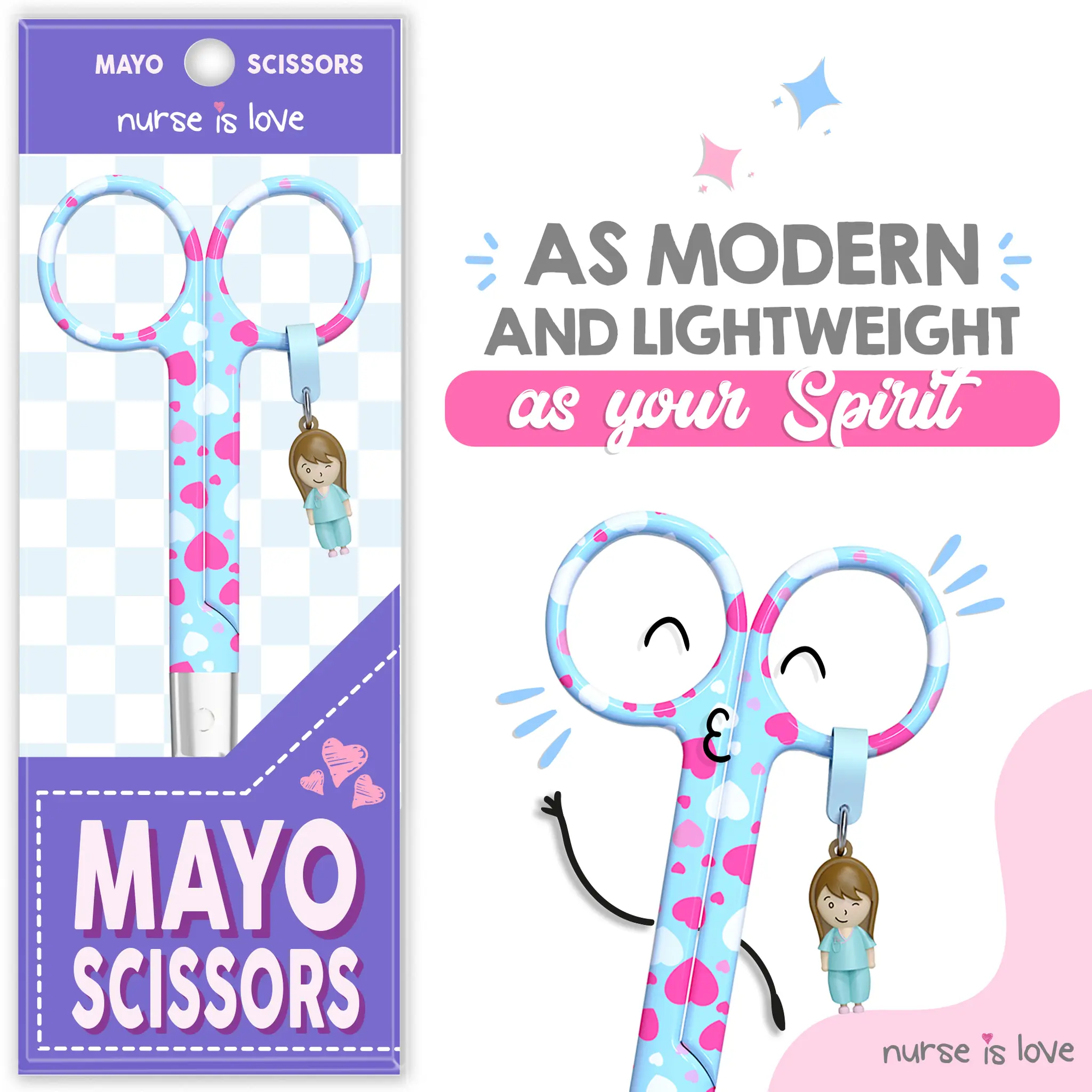 Mayo Blue Hearts Nursing Scissors