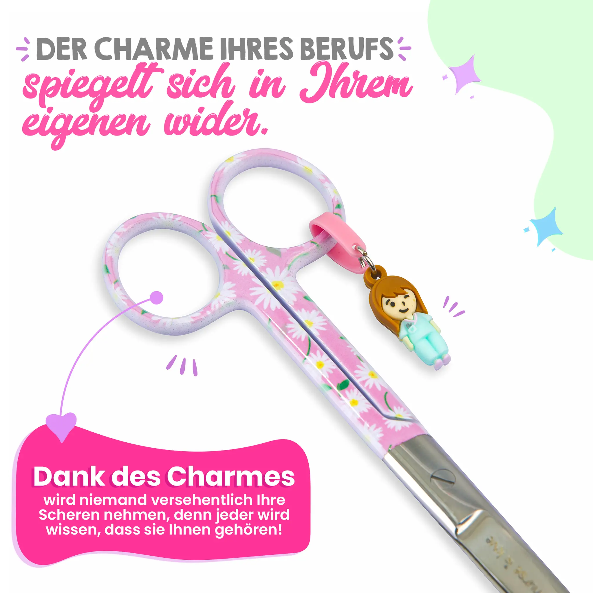 Schere Krankenpflege Mai Margeriten rosa Hintergrund