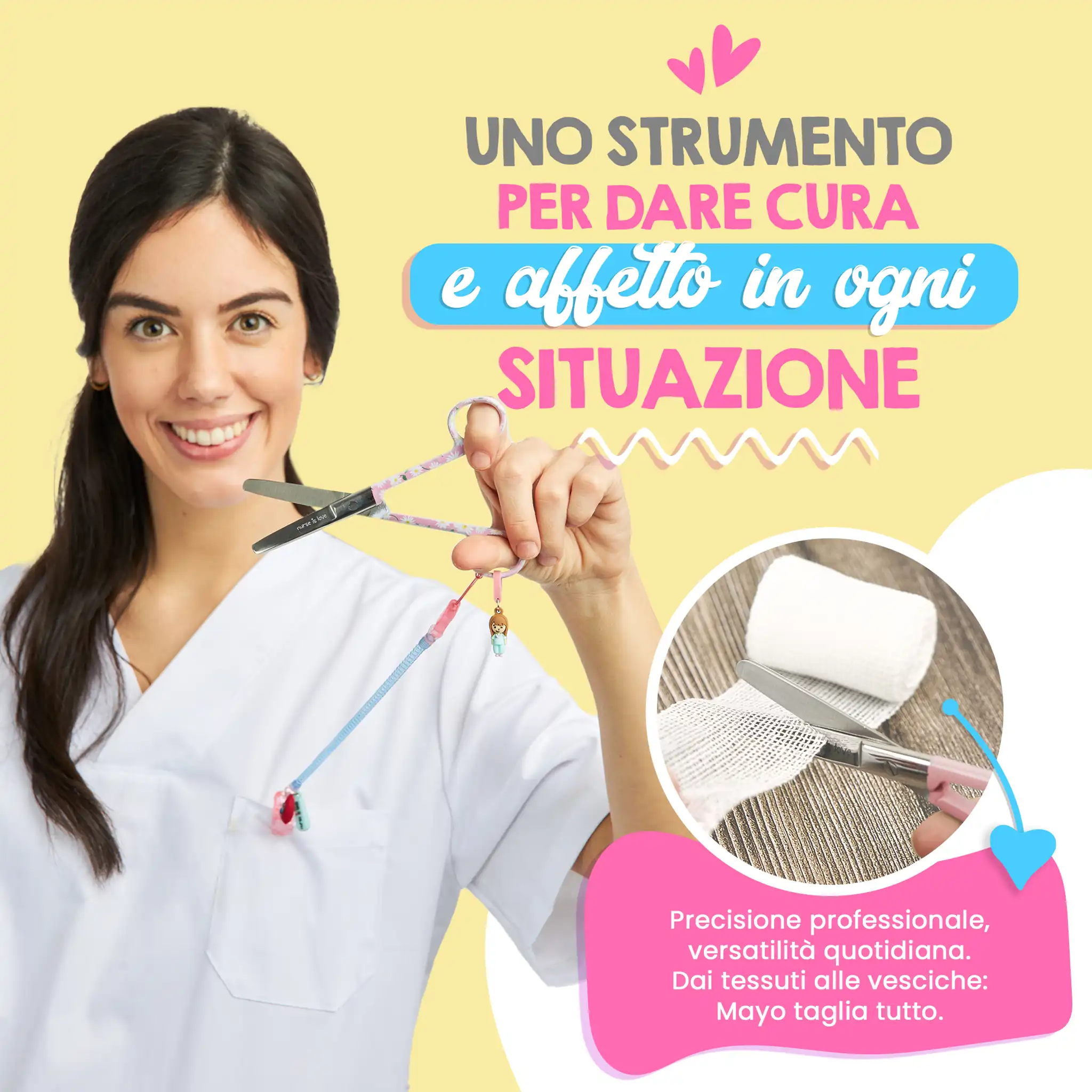 Forbici Infermieristiche Mayo Margherite Fondo Rosa