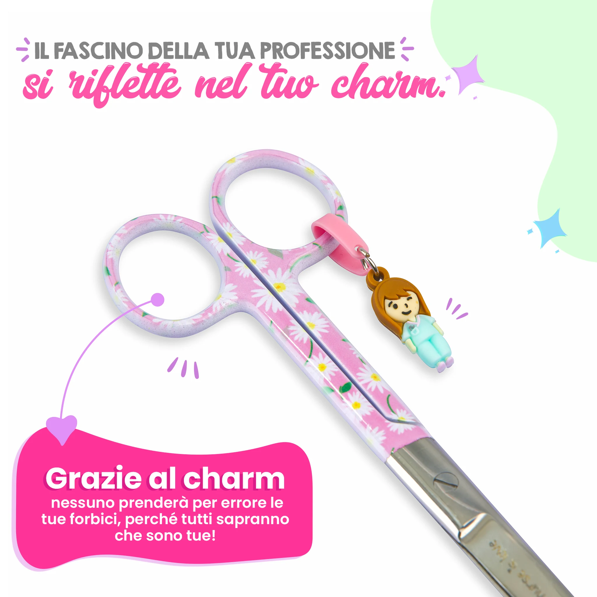 Forbici Infermieristiche Mayo Margherite Fondo Rosa