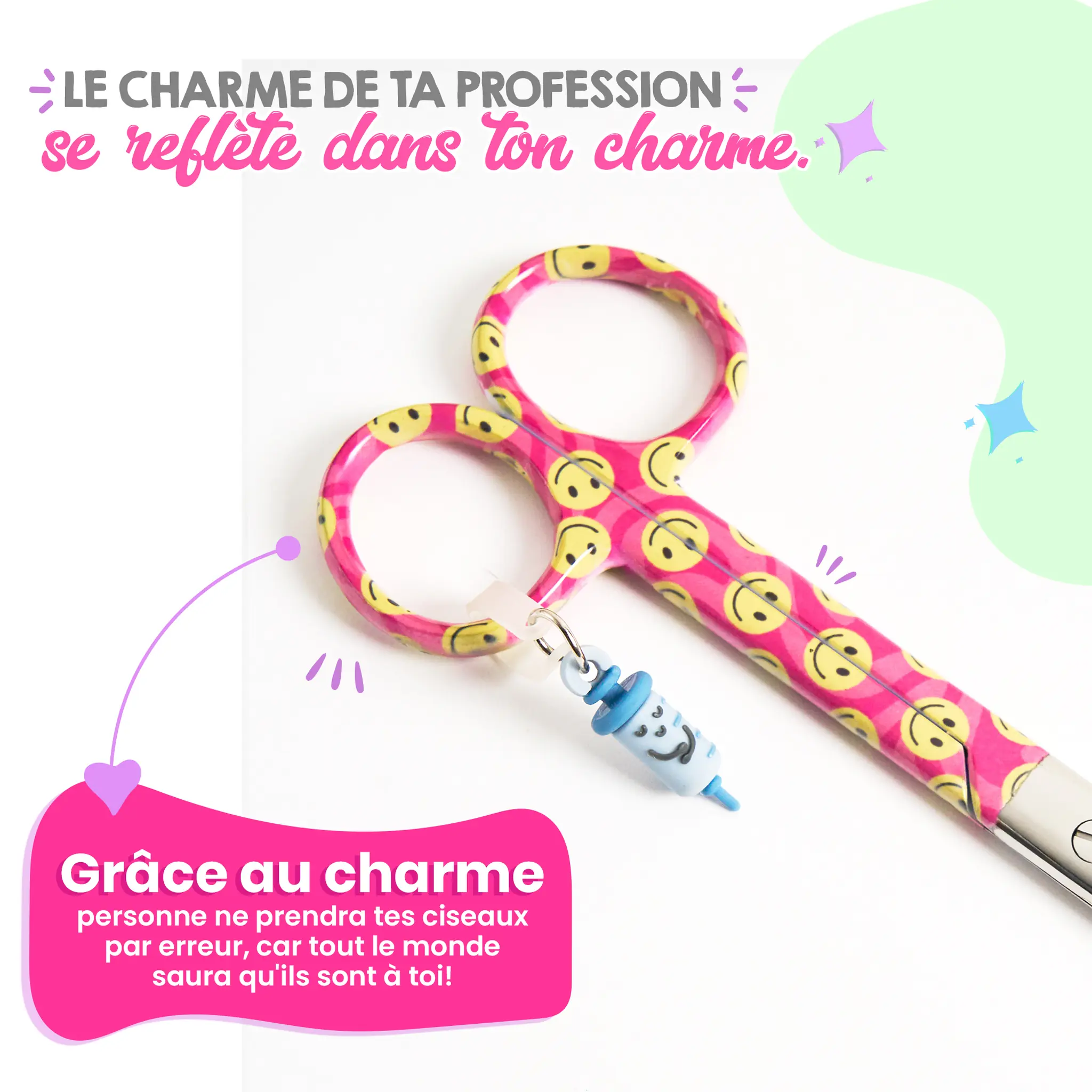 Ciseaux Infirmiers Mayo Visage Sourire Rose