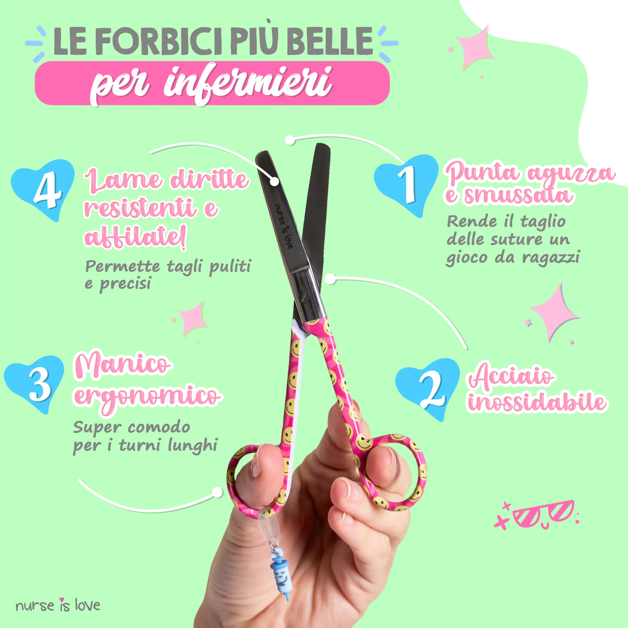 Forbici da Infermiera Mayo Faccina Felice Rosa