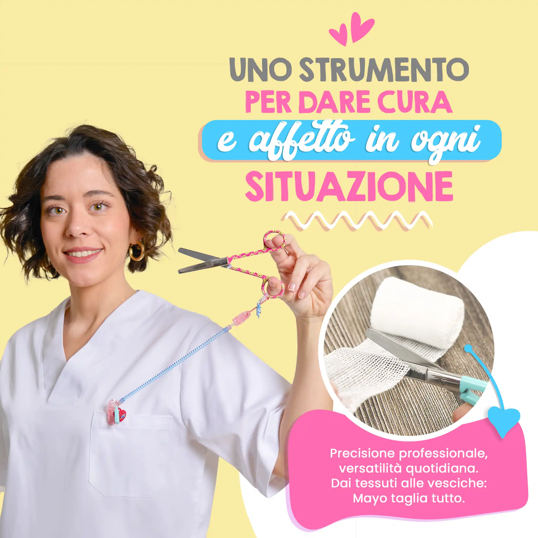 Forbici da Infermiera Mayo Faccina Felice Rosa