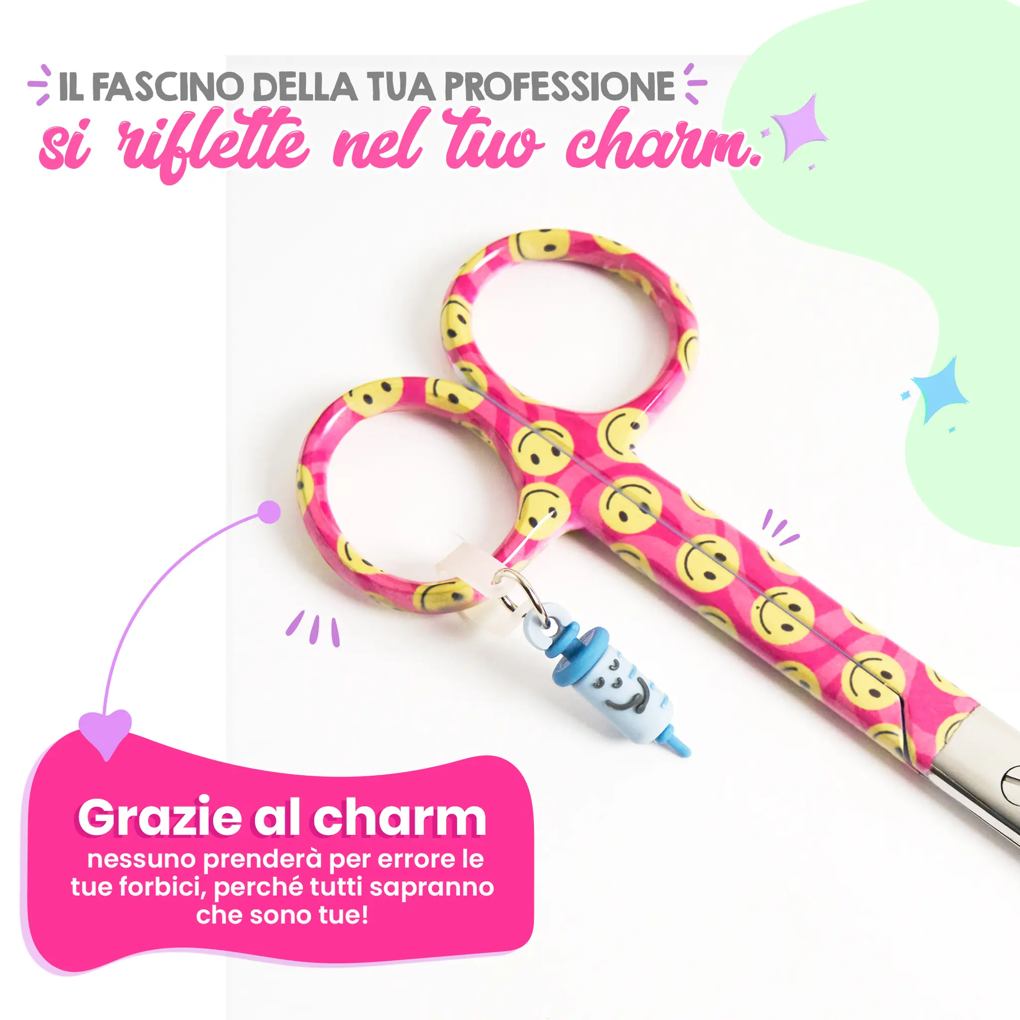 Forbici da Infermiera Mayo Faccina Felice Rosa