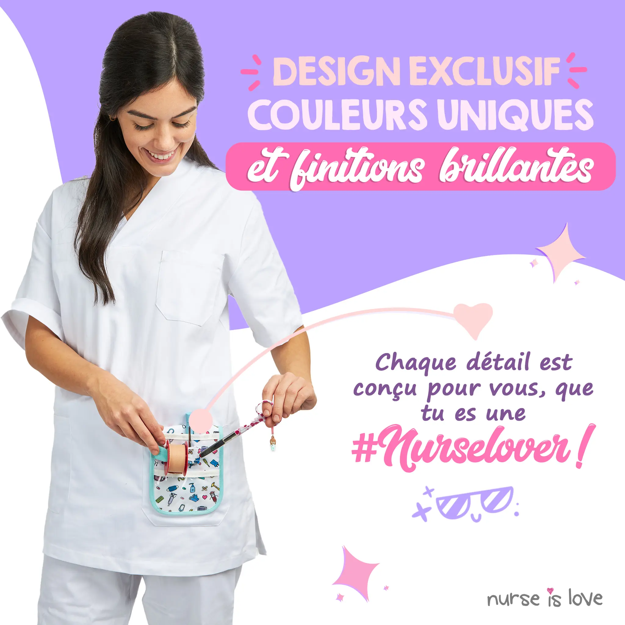 Ciseaux d’Infirmier Mayo Cœurs fond rose