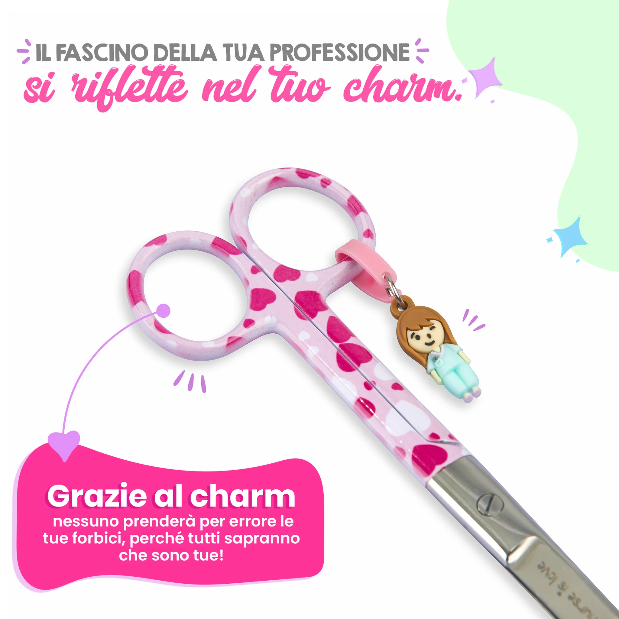 Forbici Infermieristiche Mayo Cuori Fondo Rosa