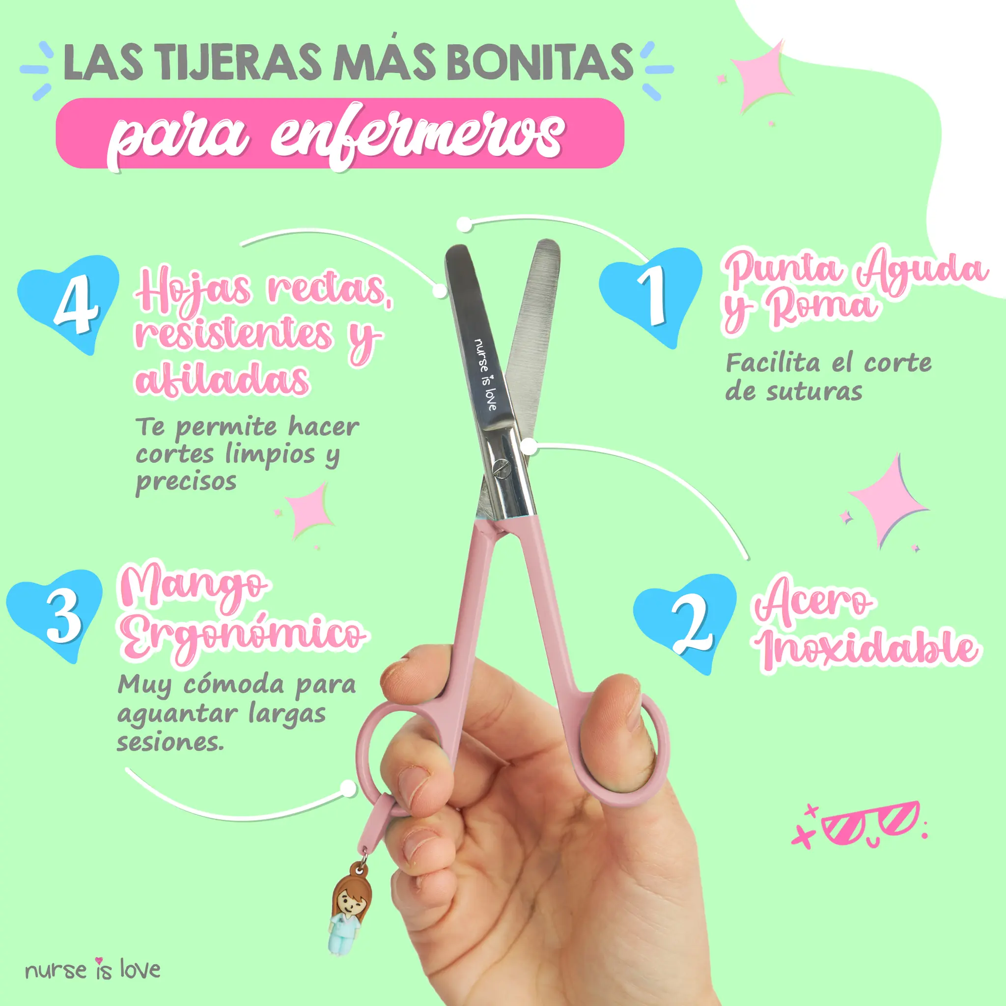 Tijeras Enfermería Mayo Rosa