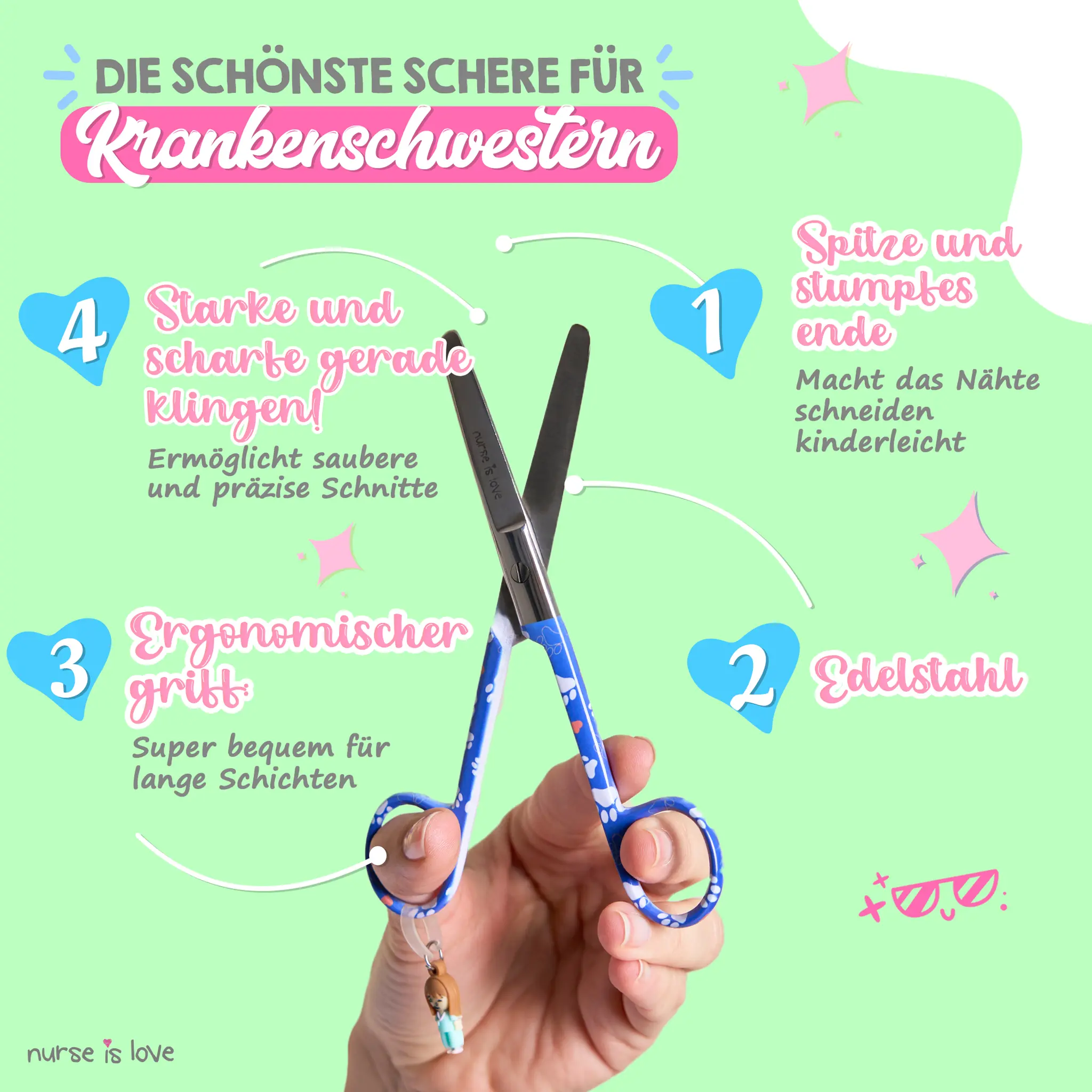 Pflege Schere Mayo Blaue Pfotenabdrücke