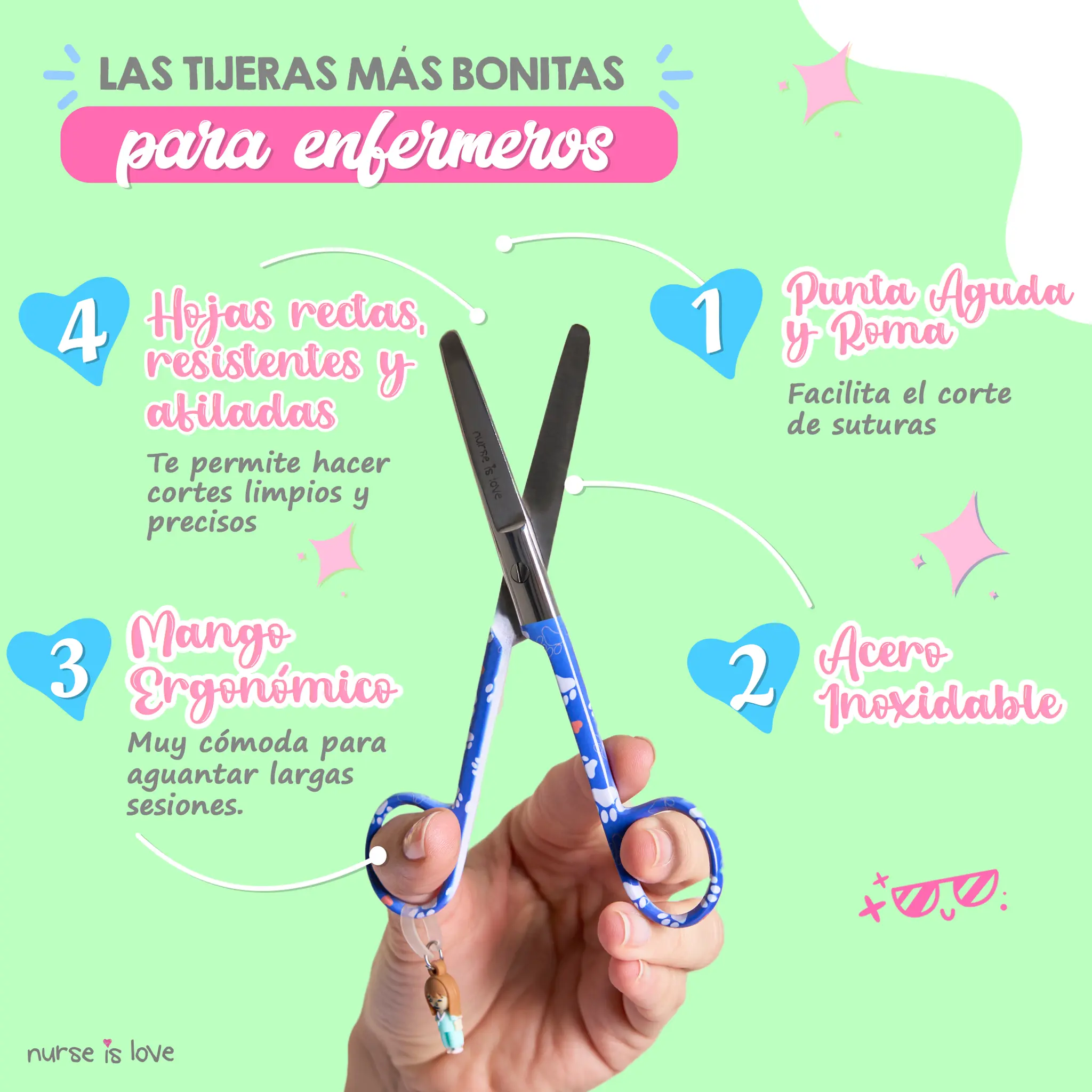 Tijeras Enfermería Mayo Huellas de Perro Azul